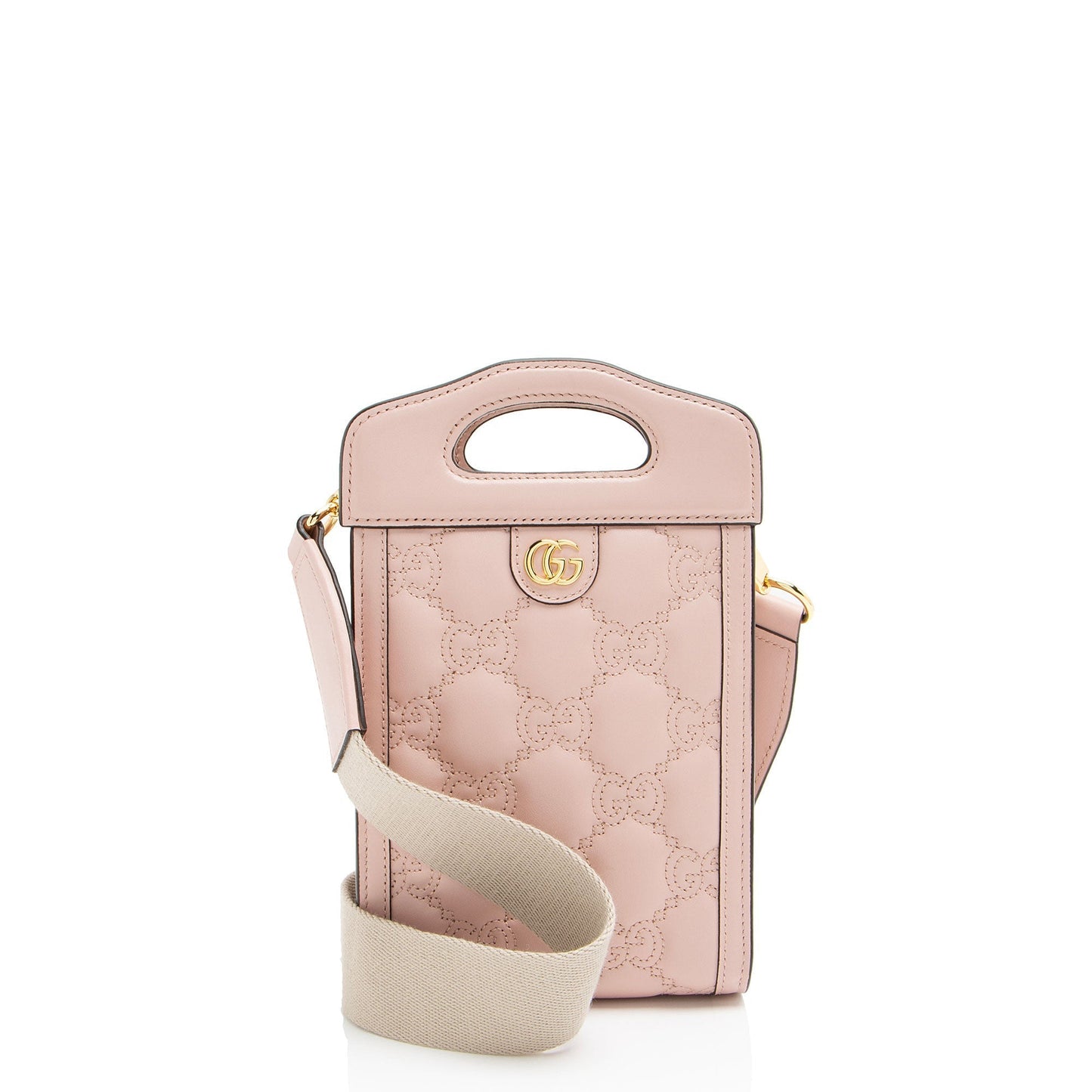 Gucci Jumbo GG Matelasse Leather Pink Mini Crossbody Bag