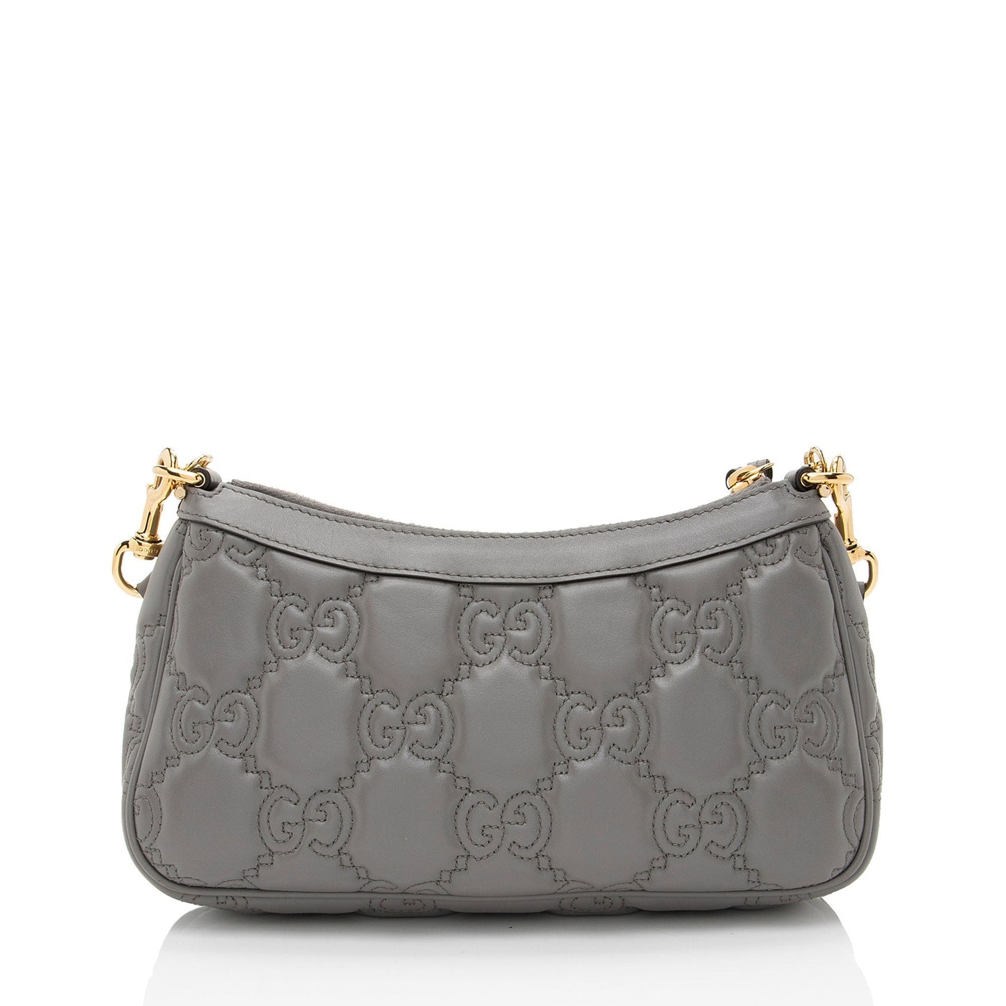 Gucci Jumbo GG Chain Matelasse Leather Nylon Grey Crossbody Bag