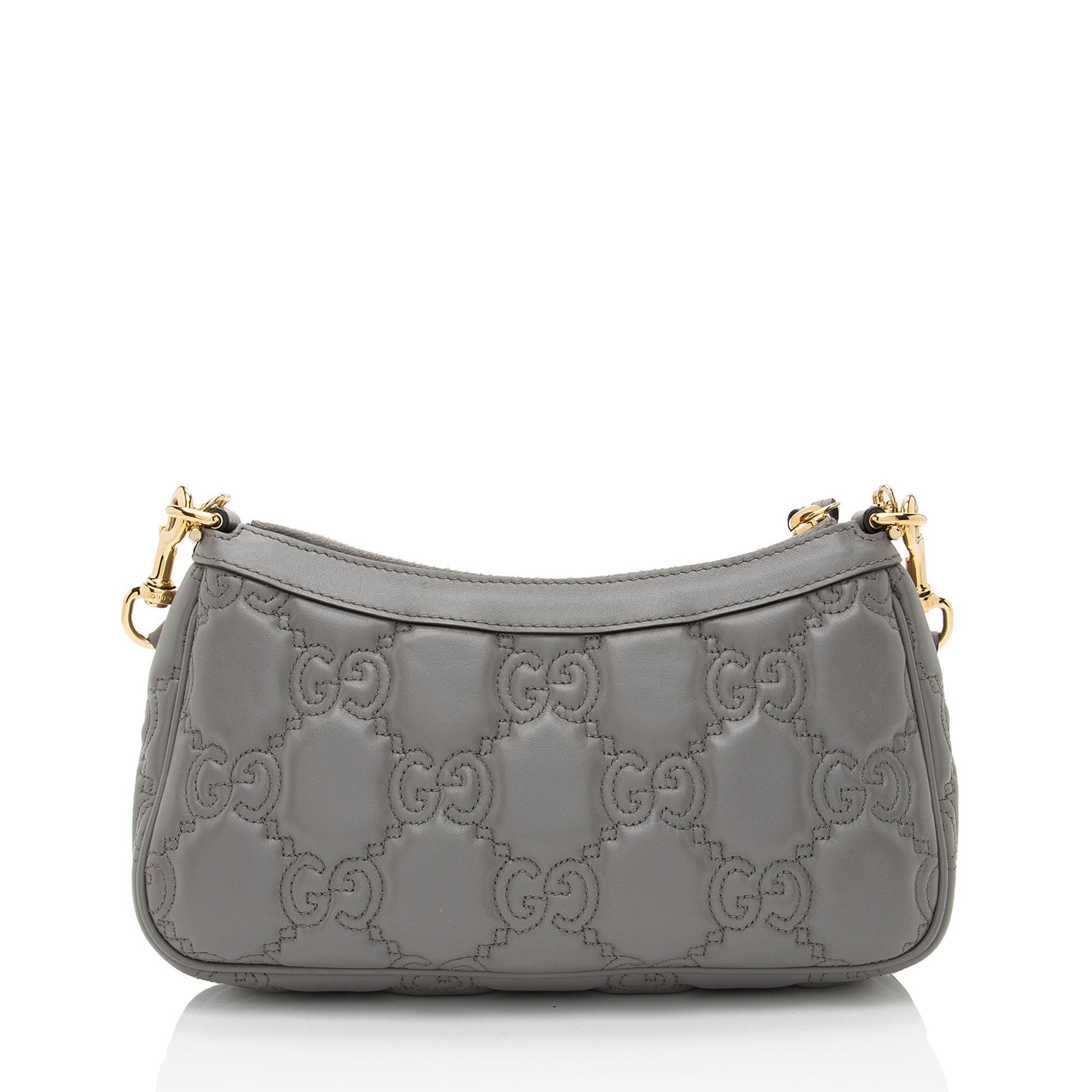 Gucci Jumbo GG Chain Matelasse Leather Nylon Grey Crossbody Bag