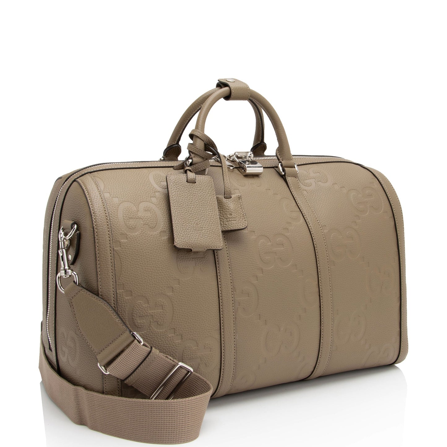 Gucci Jumbo GG Duffle SHF-sZd V Leather Nylon Beige Small Travel Bag