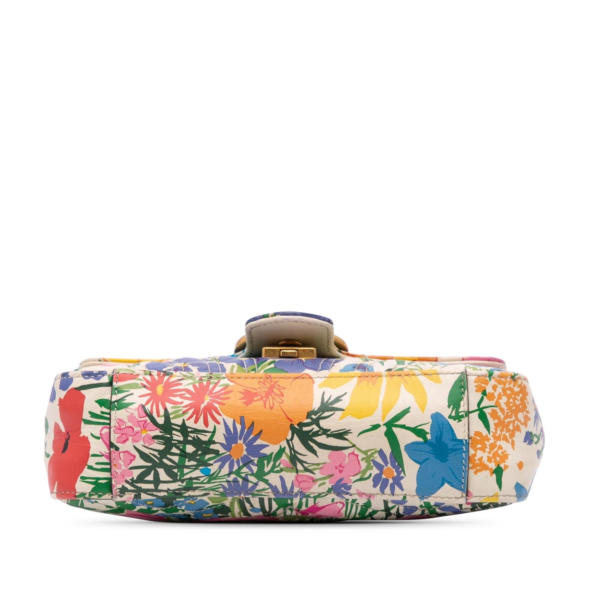 Gucci Ken Scott GG Marmont Floral Matelasse Leather Calf White Crossbody Bag