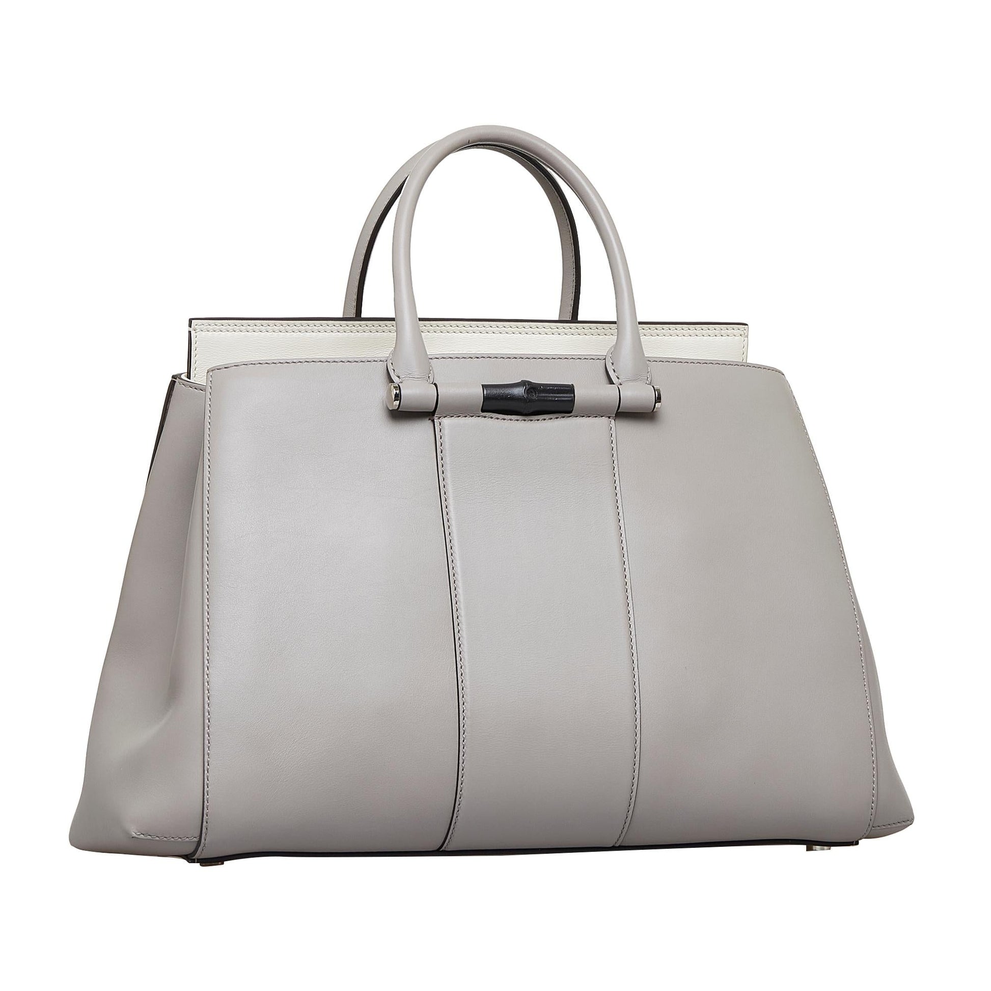 Gucci Lady Bamboo SHG-l18GiE Calf Grey Satchel Bag