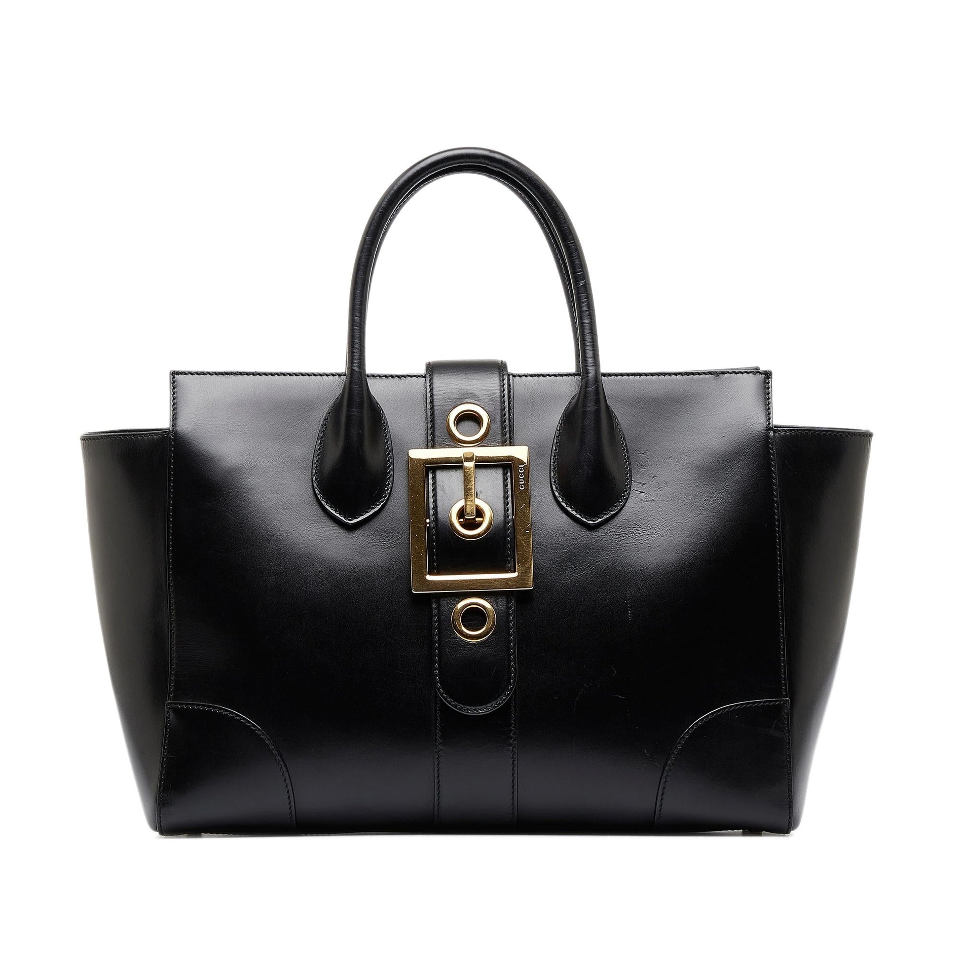 Gucci Lady Buckle SHG-5X4lld Calf Black Tote Bag