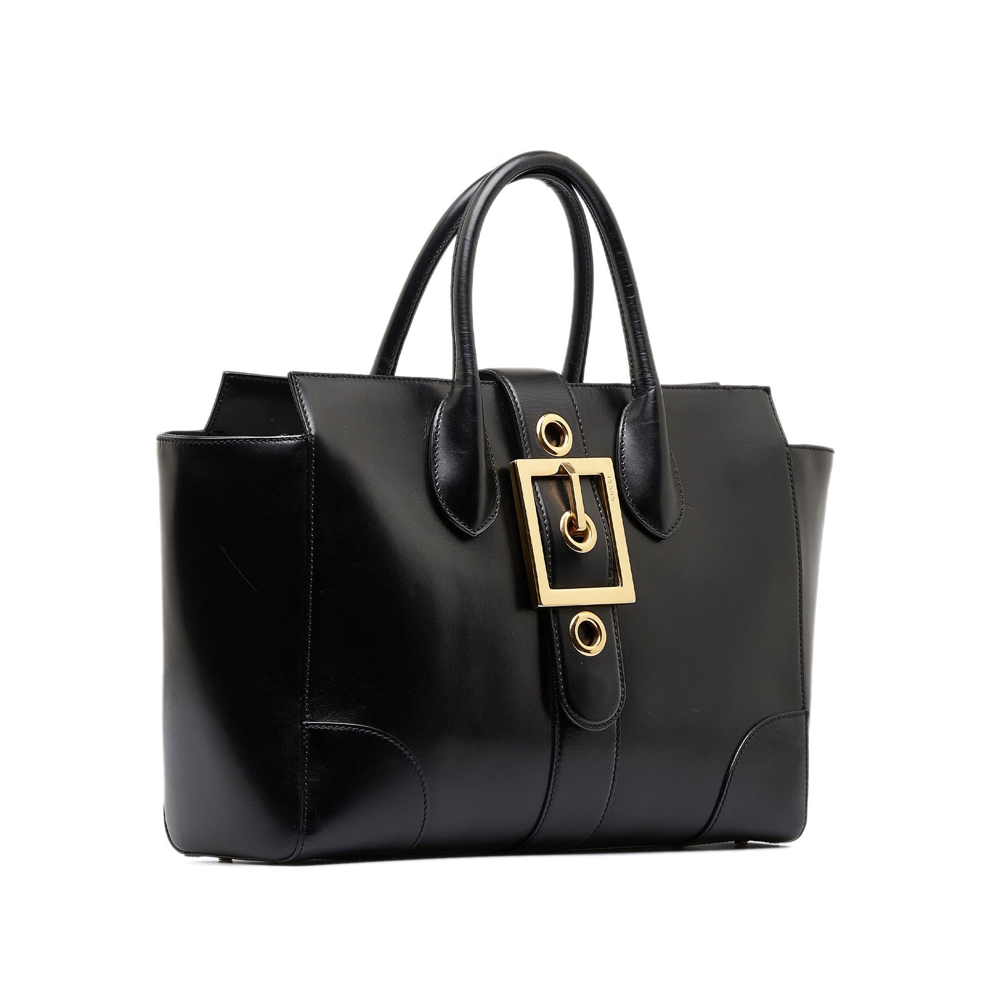 Gucci Lady Buckle SHG-5X4lld Calf Black Tote Bag