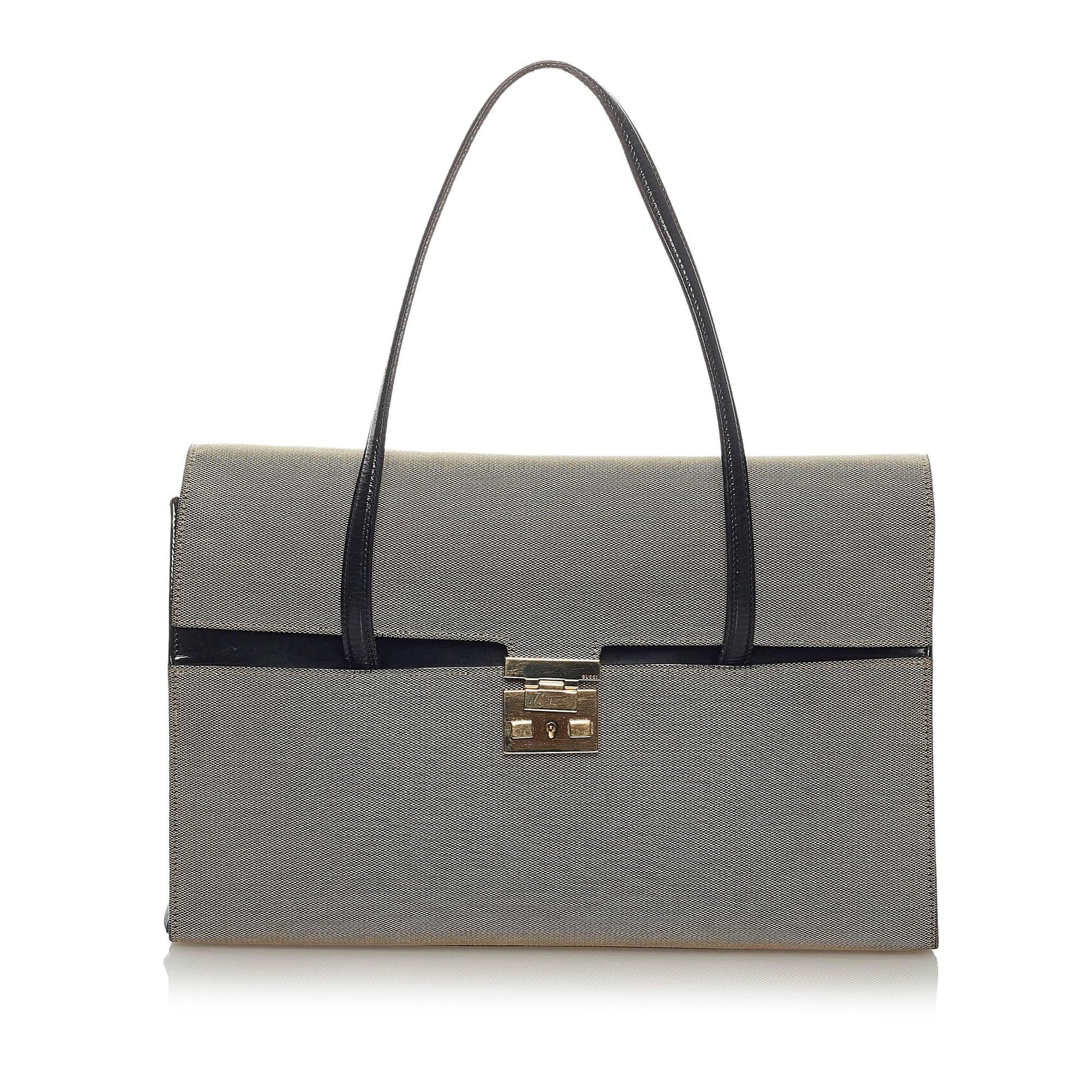 Gucci Lady Lock SHG Canvas Black Grey Tote Bag