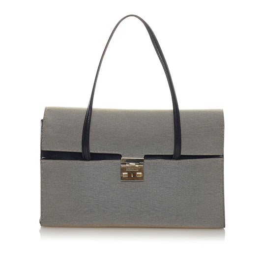 Gucci Lady Lock SHG Canvas Black Grey Tote Bag