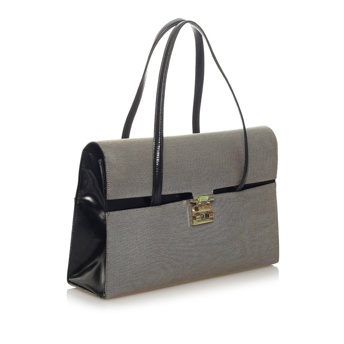 Gucci Lady Lock SHG Canvas Black Grey Tote Bag