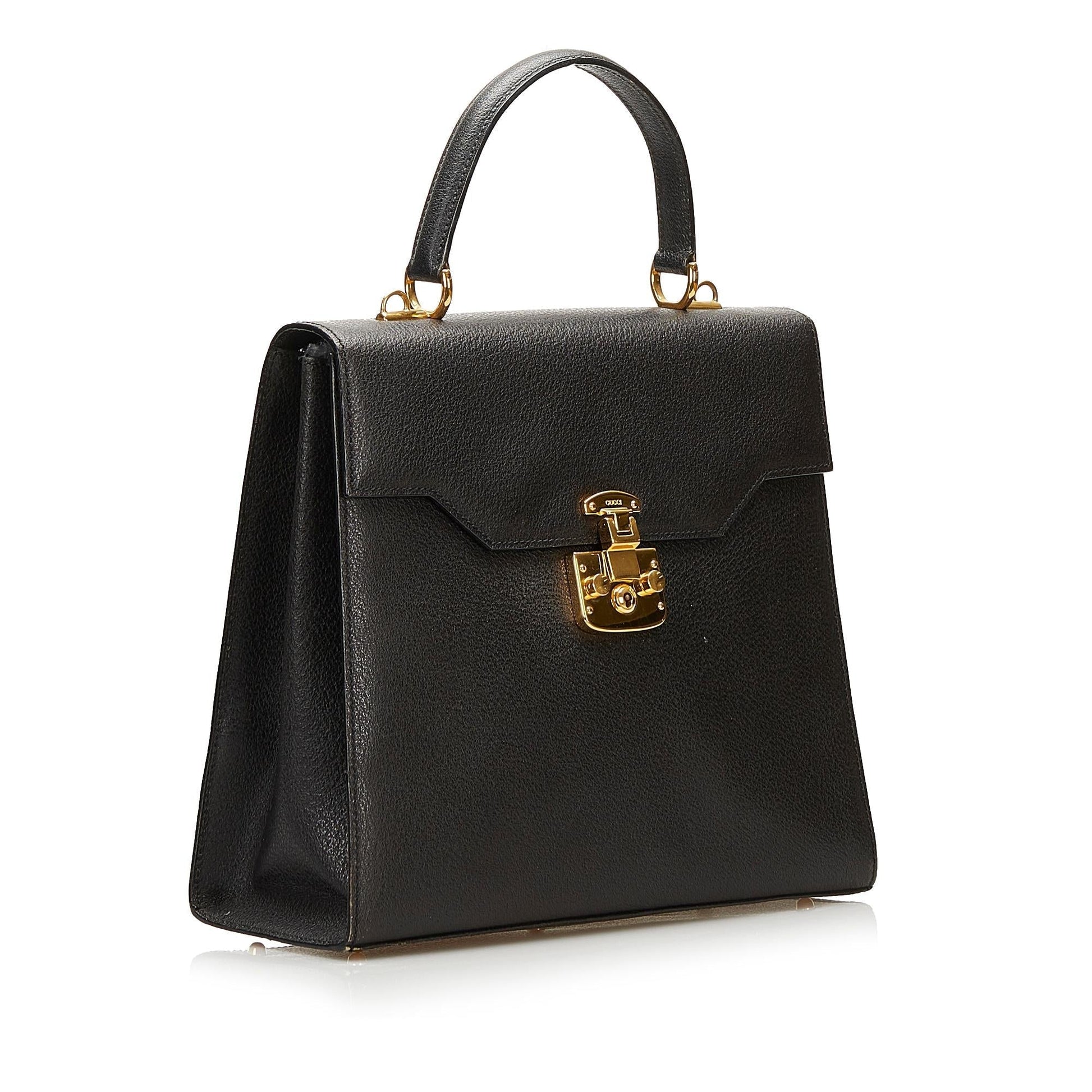 Gucci Lady Lock SHG Leather Calf Black Satchel Bag