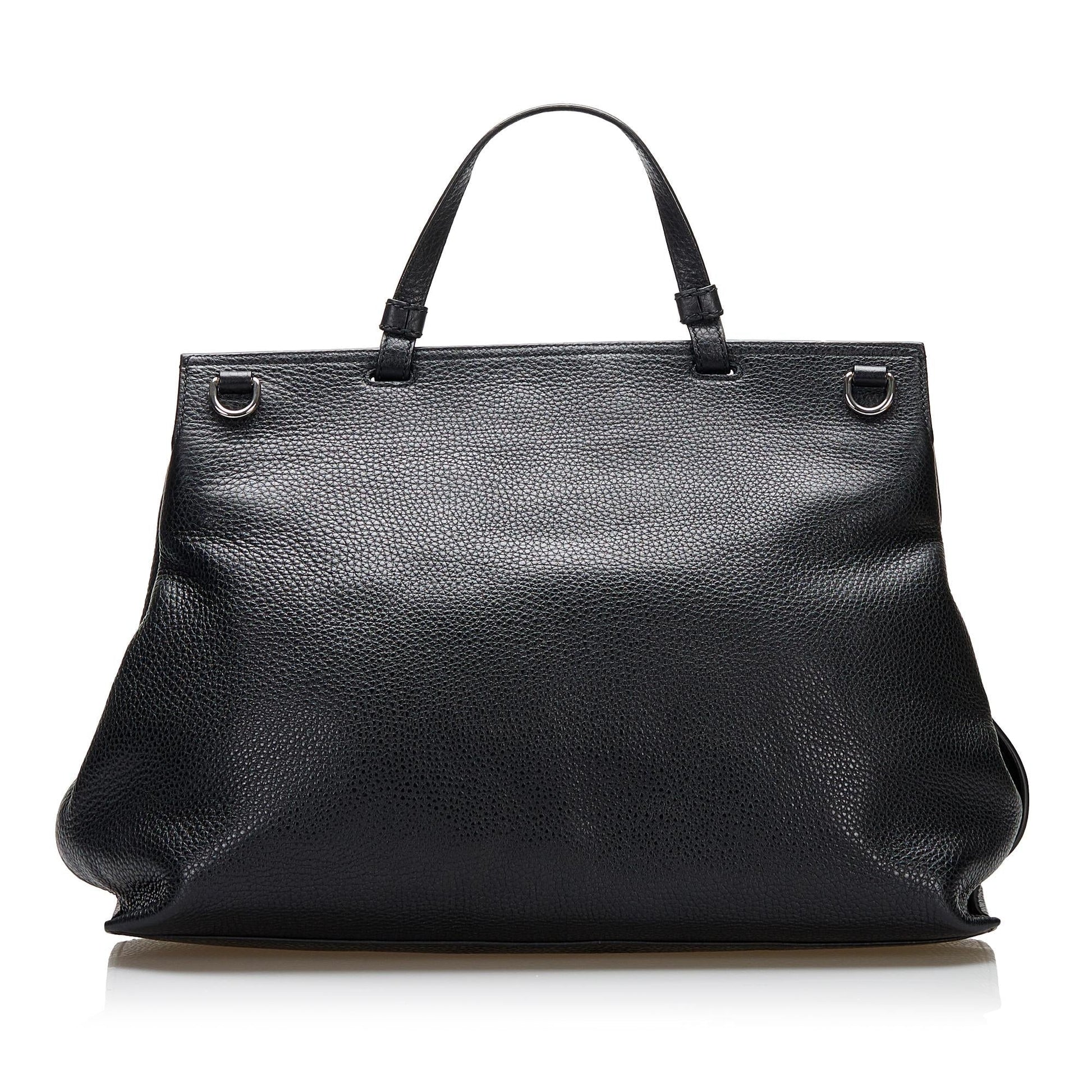 Gucci Bamboo Daily SHG Calf Black Large Satchel Bag