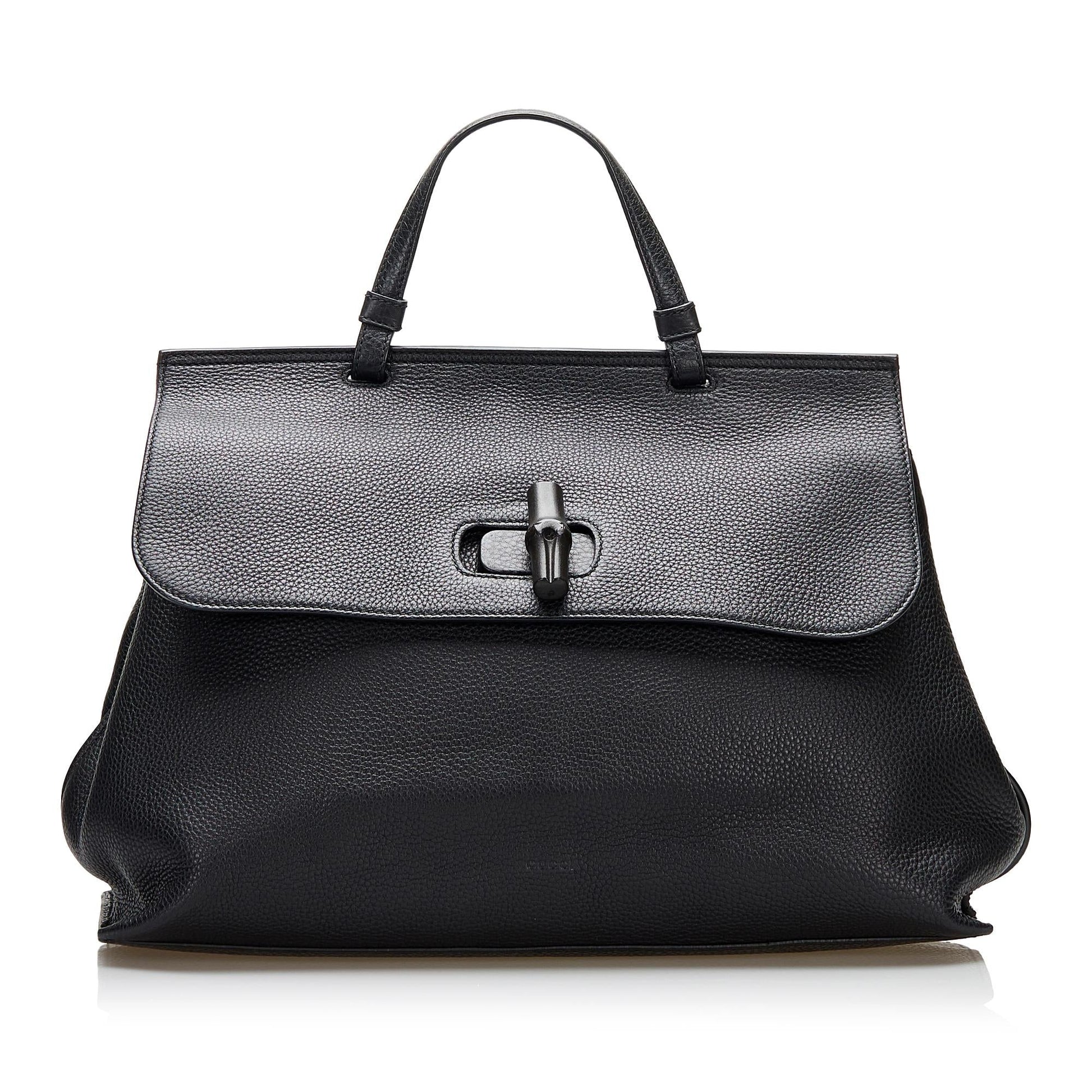 Gucci Bamboo Daily SHG Calf Black Large Satchel Bag