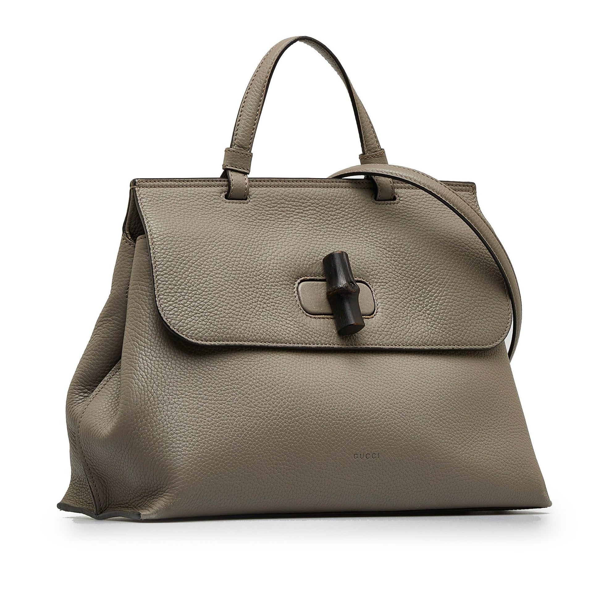 Gucci Bamboo Daily SHG-qyLpsX Calf Grey Large Satchel Bag