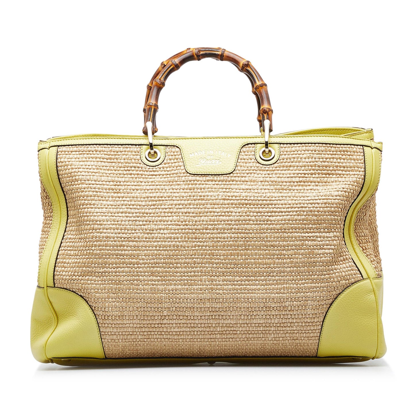 Gucci Bamboo SHG-xxZMBj Raffia Brown Large Satchel Bag