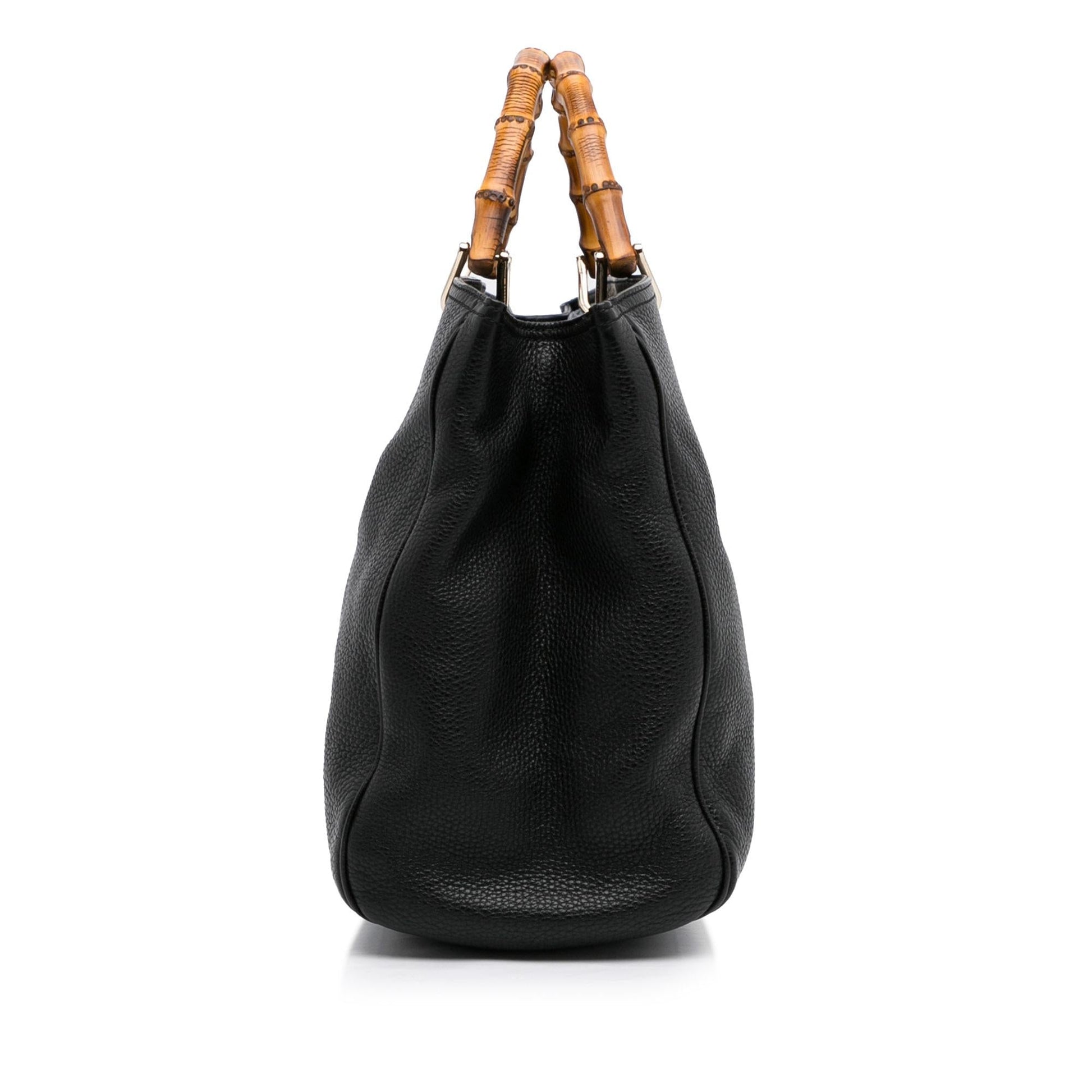 Gucci Bamboo Shopper SHG-36zcVt Calf Black Large Satchel Bag