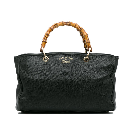 Gucci Bamboo Shopper SHG-VQA0mh Calf Black Large Satchel Bag