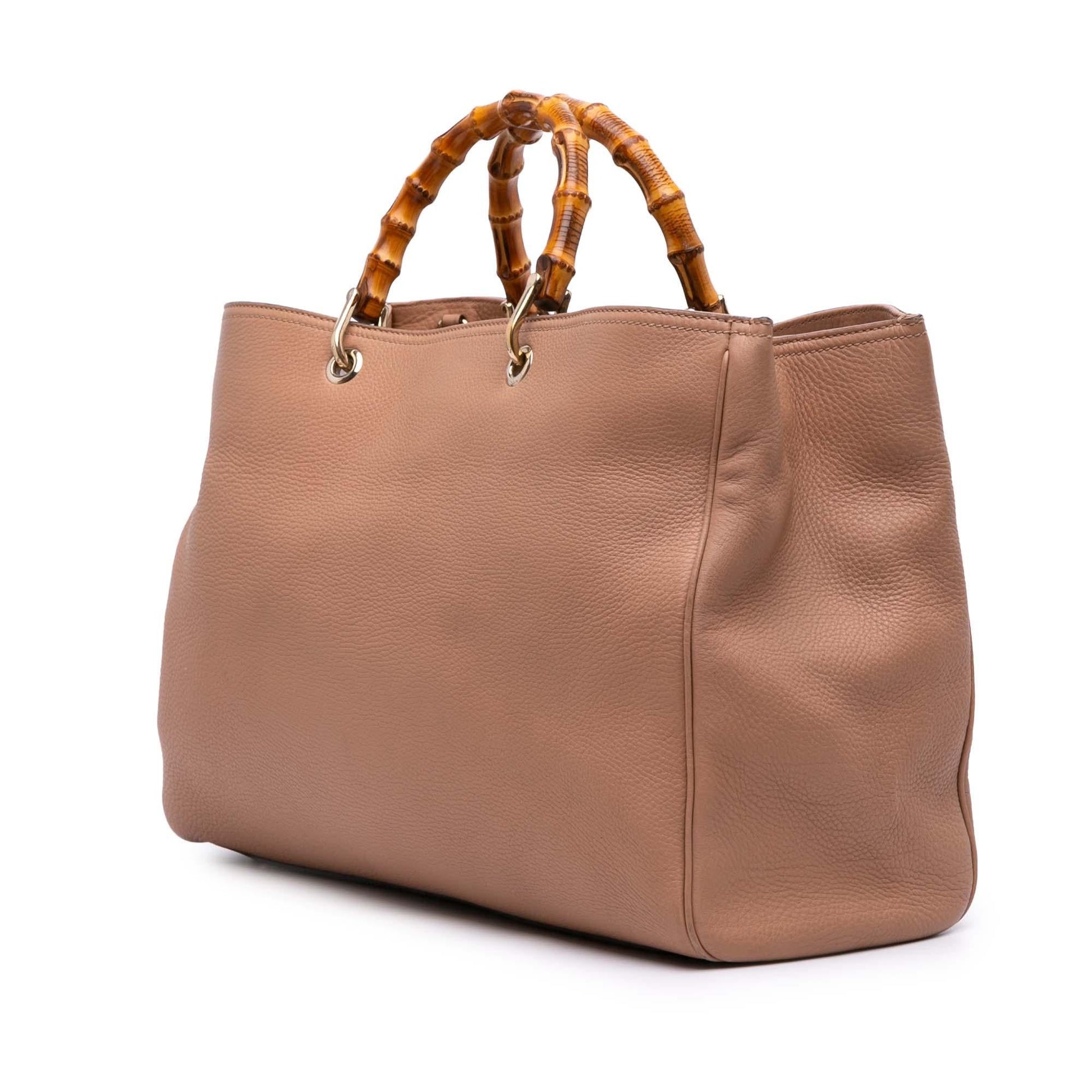 Gucci Bamboo Shopper Calf Calfskin Brown Large Satchel Bag