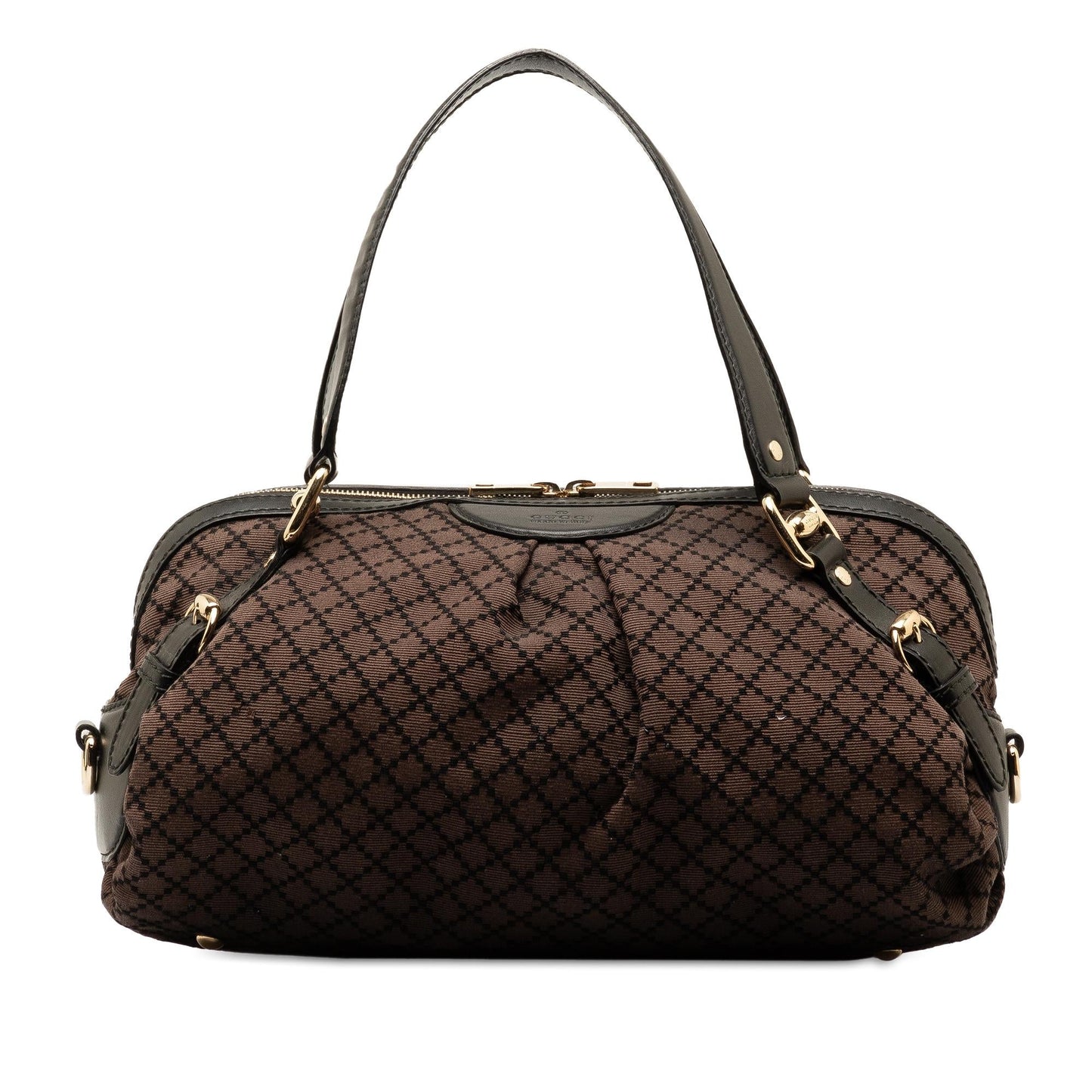 Gucci Diamante Bridle Boston SHG-5Pli7x Canvas Brown Large Shoulder Bag