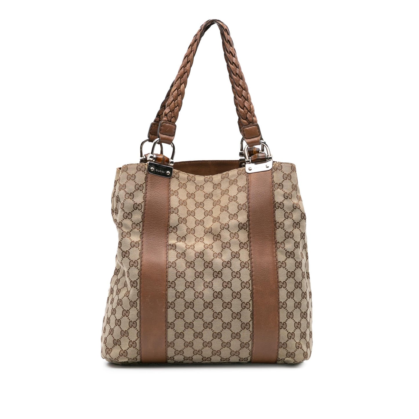 Gucci GG Bamboo Bar Canvas Brown Large Tote Bag