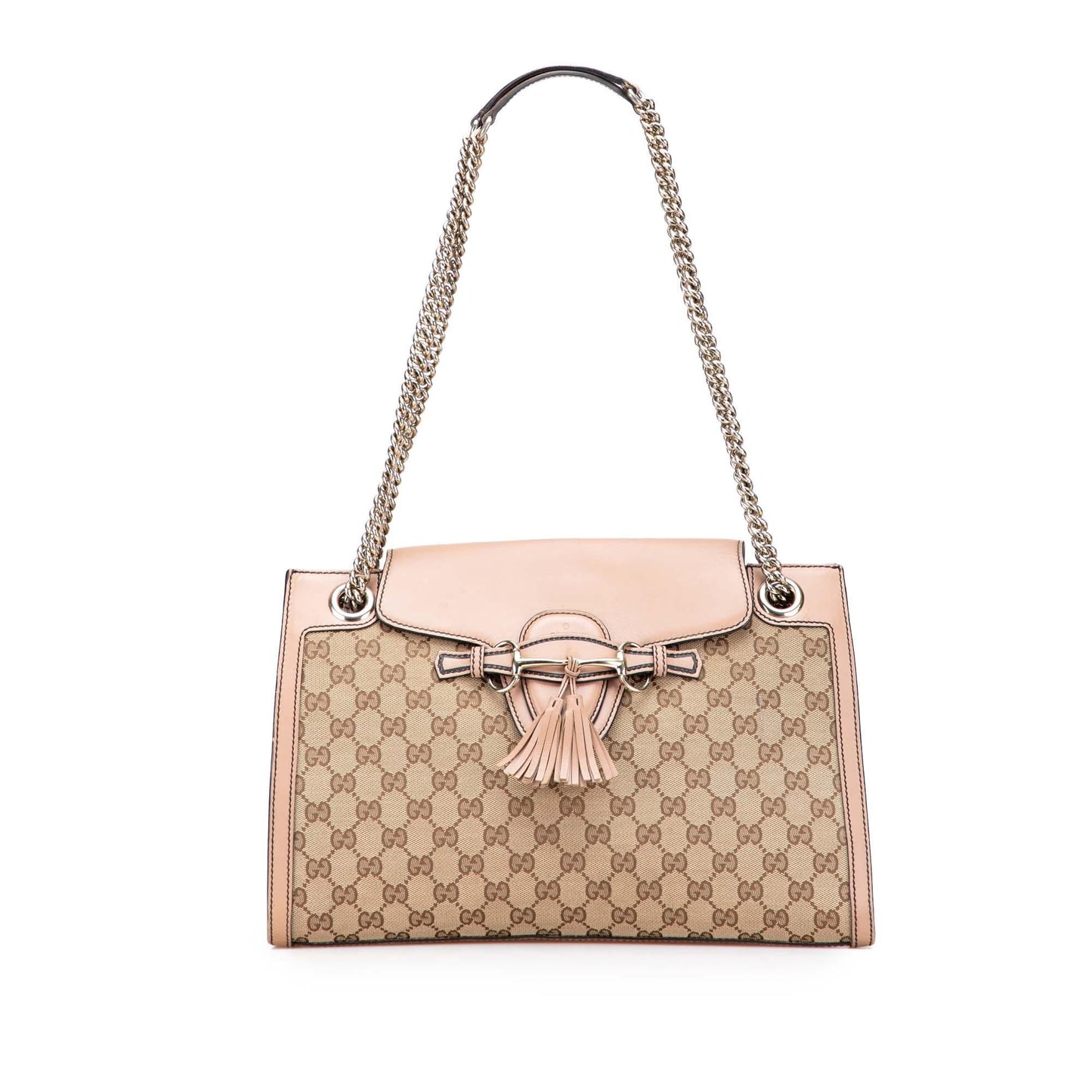 Gucci GG Emily Canvas Calf Brown Large Shoulder Bag