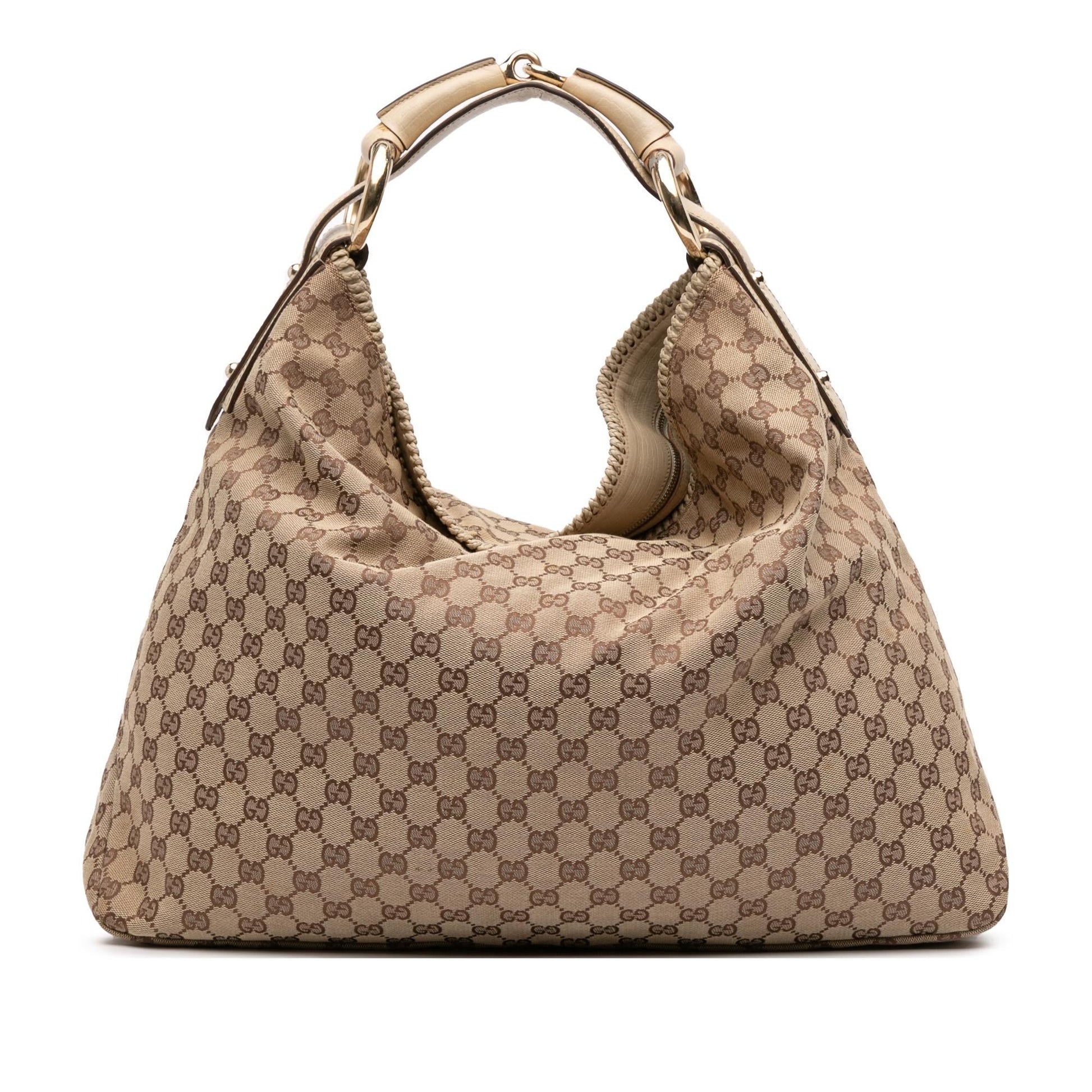 Gucci GG Horsebit Canvas Large Shoulder Bag