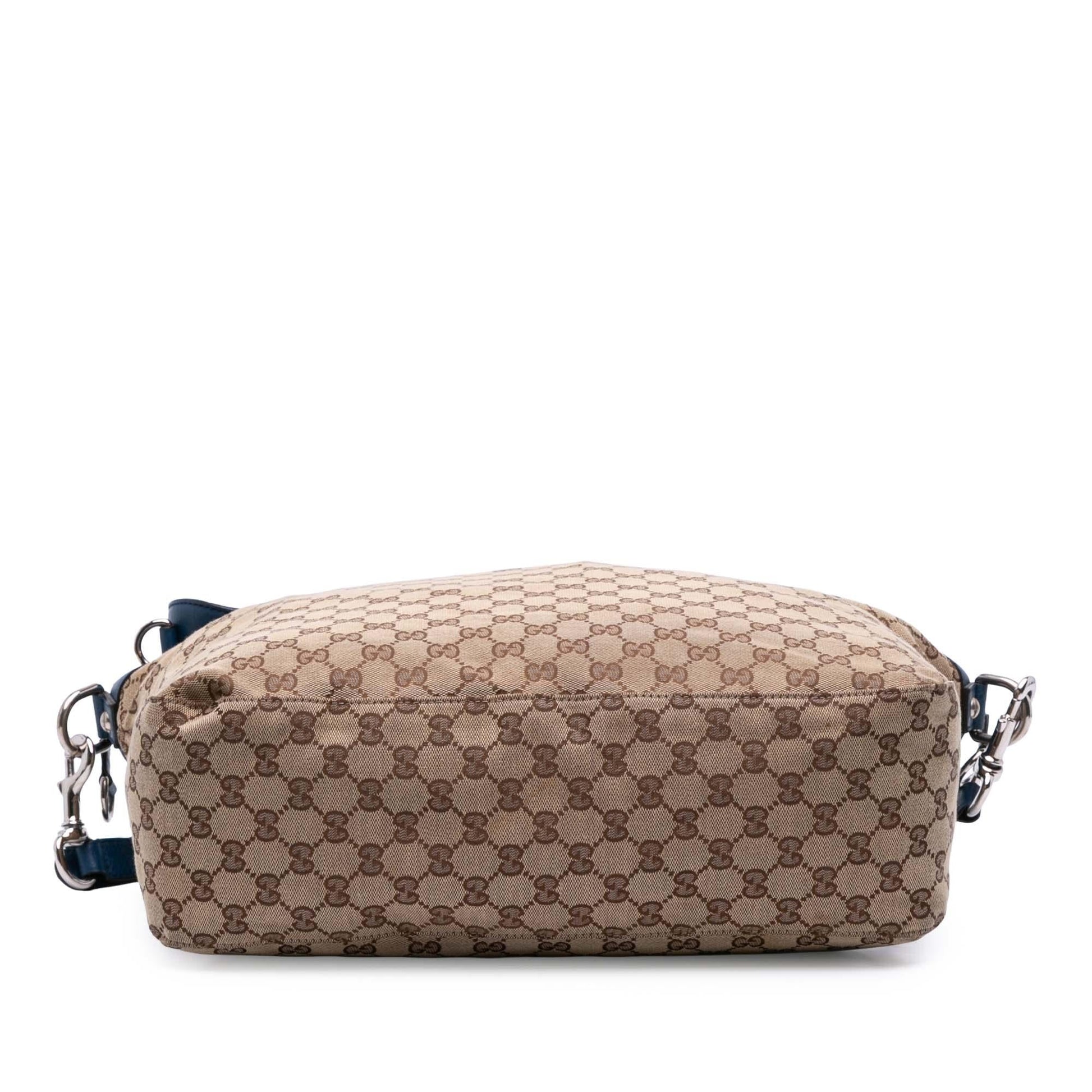 Gucci GG Icon Bit Canvas Brown Blue Large Satchel Bag
