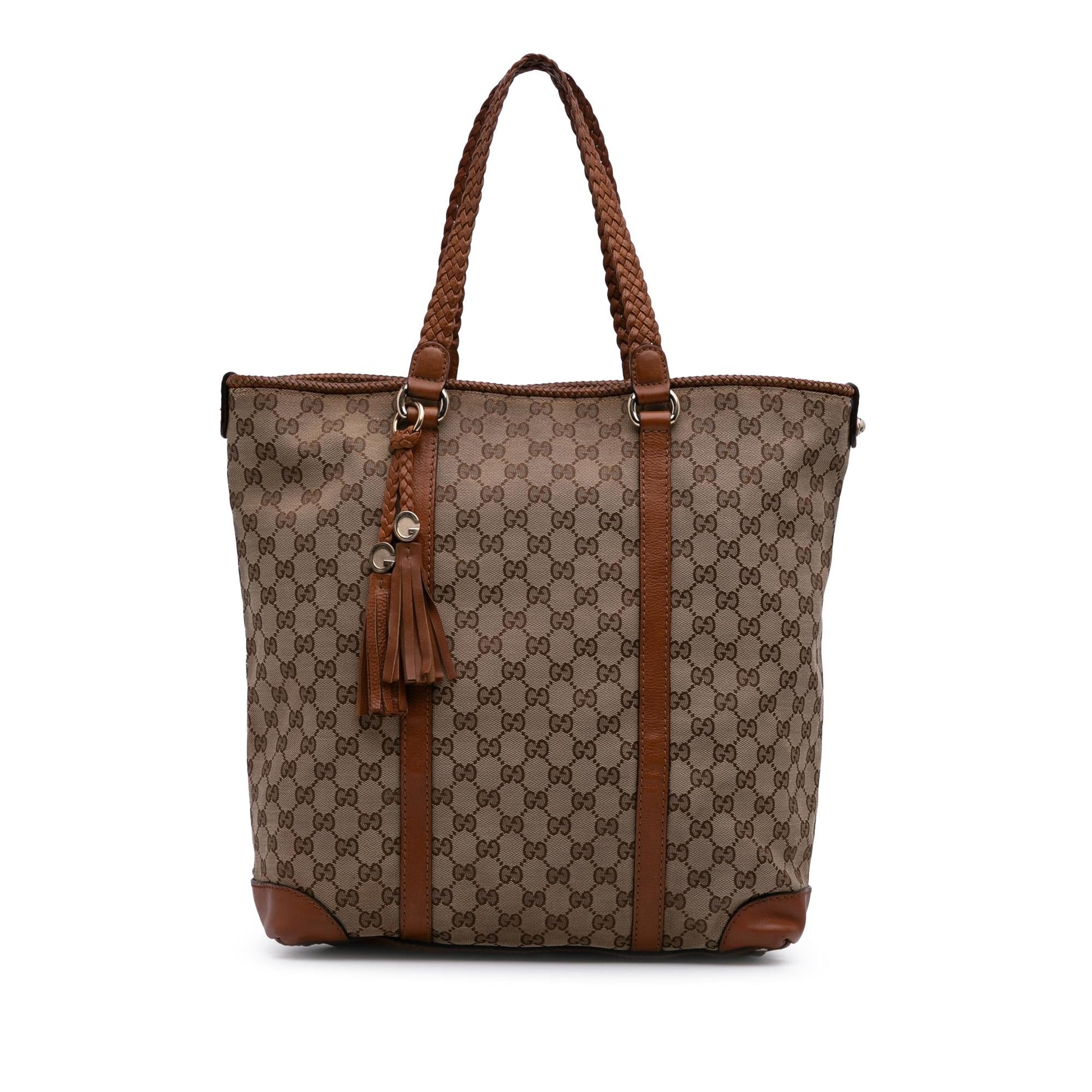 Gucci GG Marrakech Canvas Calf Brown Large Tote Bag
