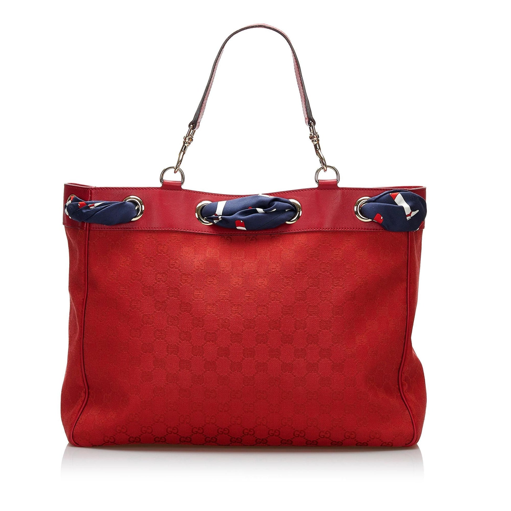 Gucci GG Positano SHG-a6TgEC Canvas Red Large Tote Bag