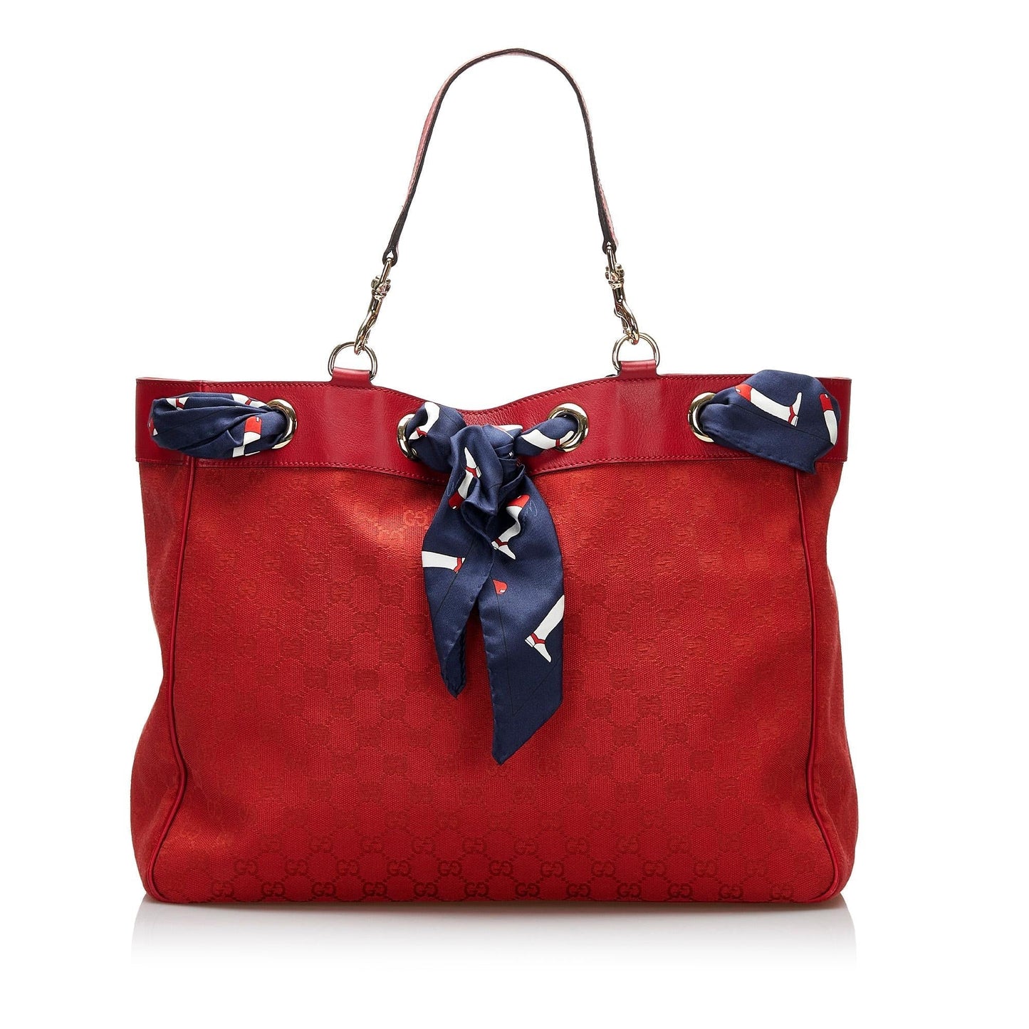 Gucci GG Positano SHG-a6TgEC Canvas Red Large Tote Bag