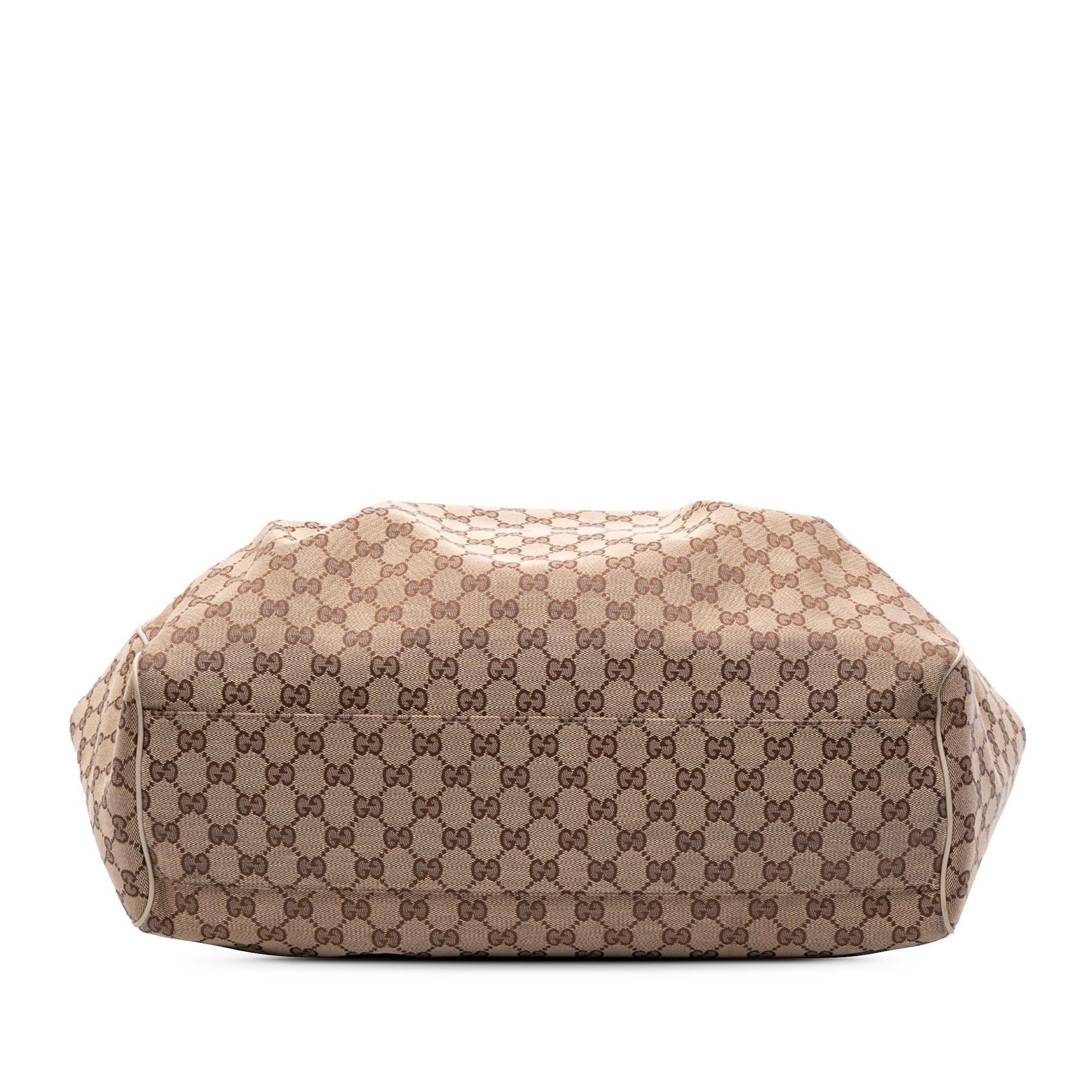 Gucci GG Sukey Canvas Calf Brown Large Tote Bag