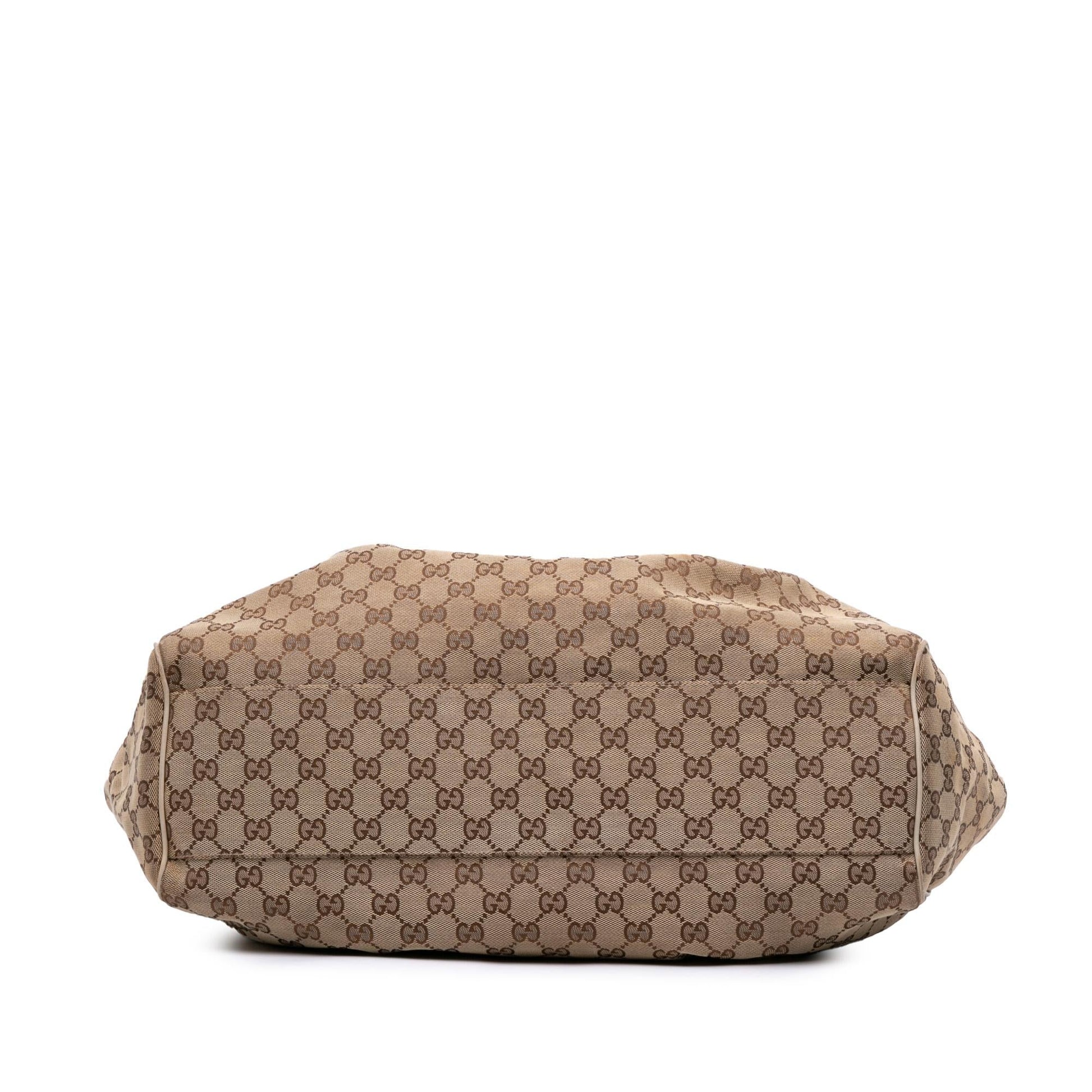 Gucci GG Sukey Canvas Calf Brown Large Tote Bag Tote 4