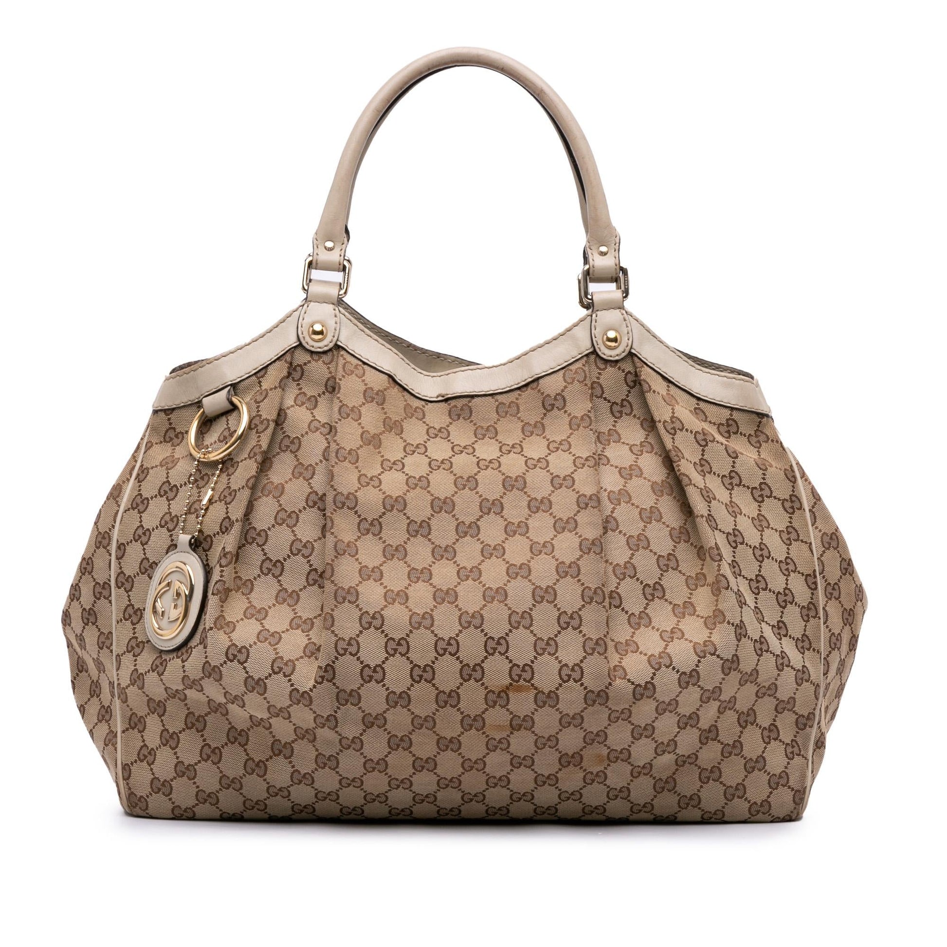 Gucci GG Sukey Canvas Calf Brown Large Tote Bag Tote 4