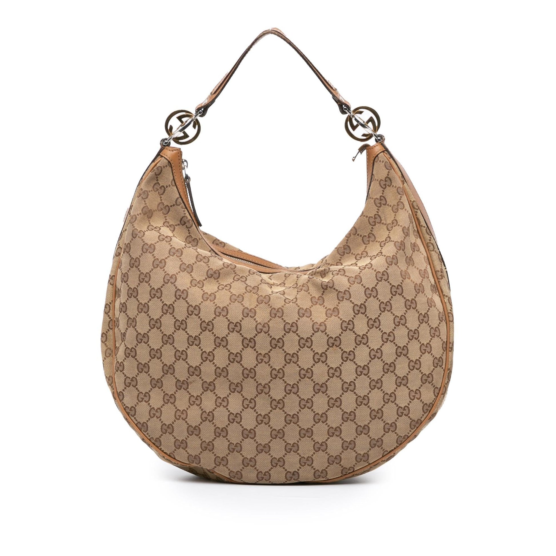 Gucci GG Twins Canvas Calf Brown Large Shoulder Bag
