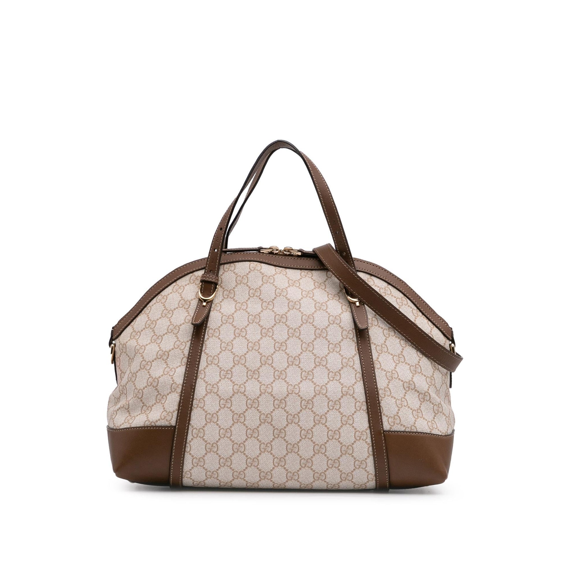 Gucci GG Supreme Nice Dome Canvas Calf Brown Large Satchel Bag Satchel 2