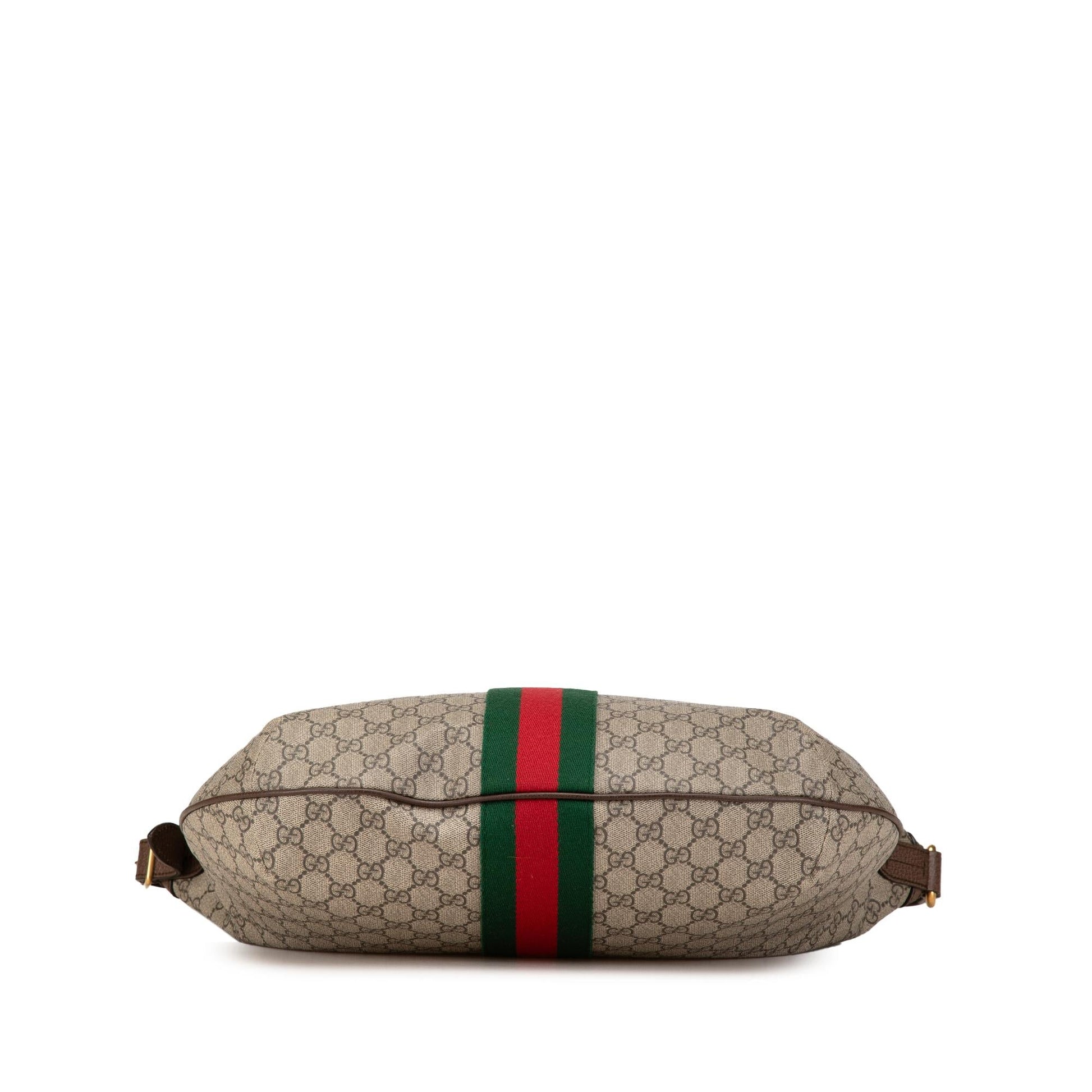 Gucci GG Supreme Web Ophidia Half Canvas Brown Large Shoulder Bag