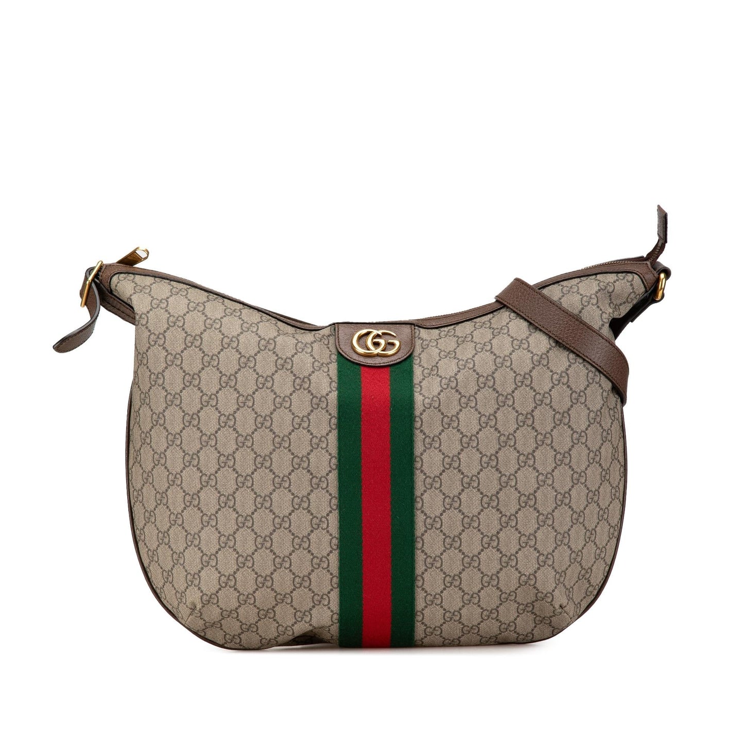 Gucci GG Supreme Web Ophidia Half Canvas Brown Large Shoulder Bag