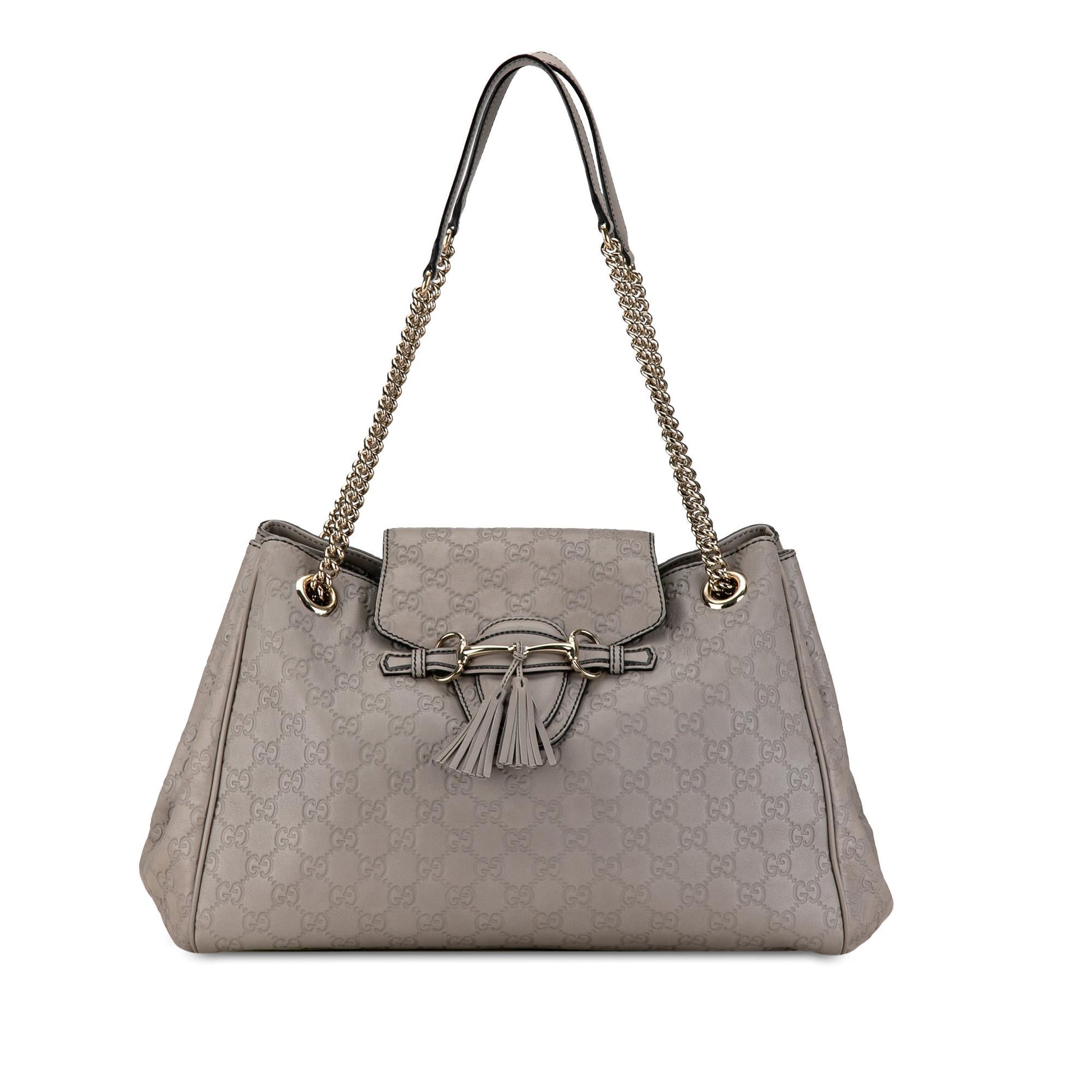 Gucci Guccissima Emily SHG-VmldJQ Calf Grey Large Chain Shoulder Bag