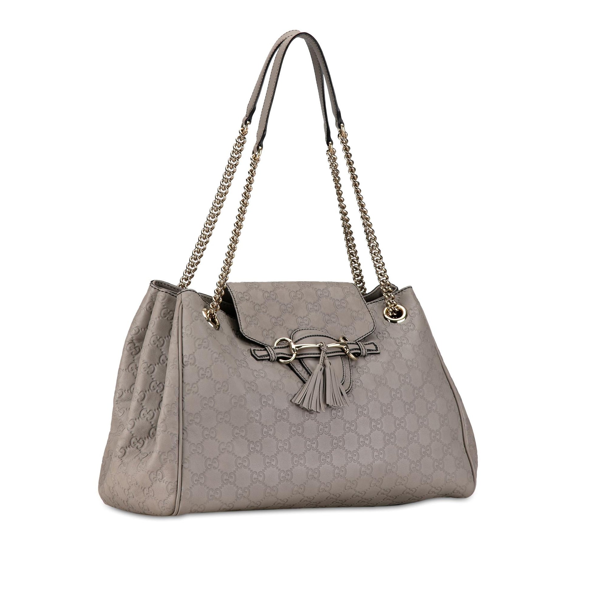 Gucci Guccissima Emily SHG-VmldJQ Calf Grey Large Chain Shoulder Bag