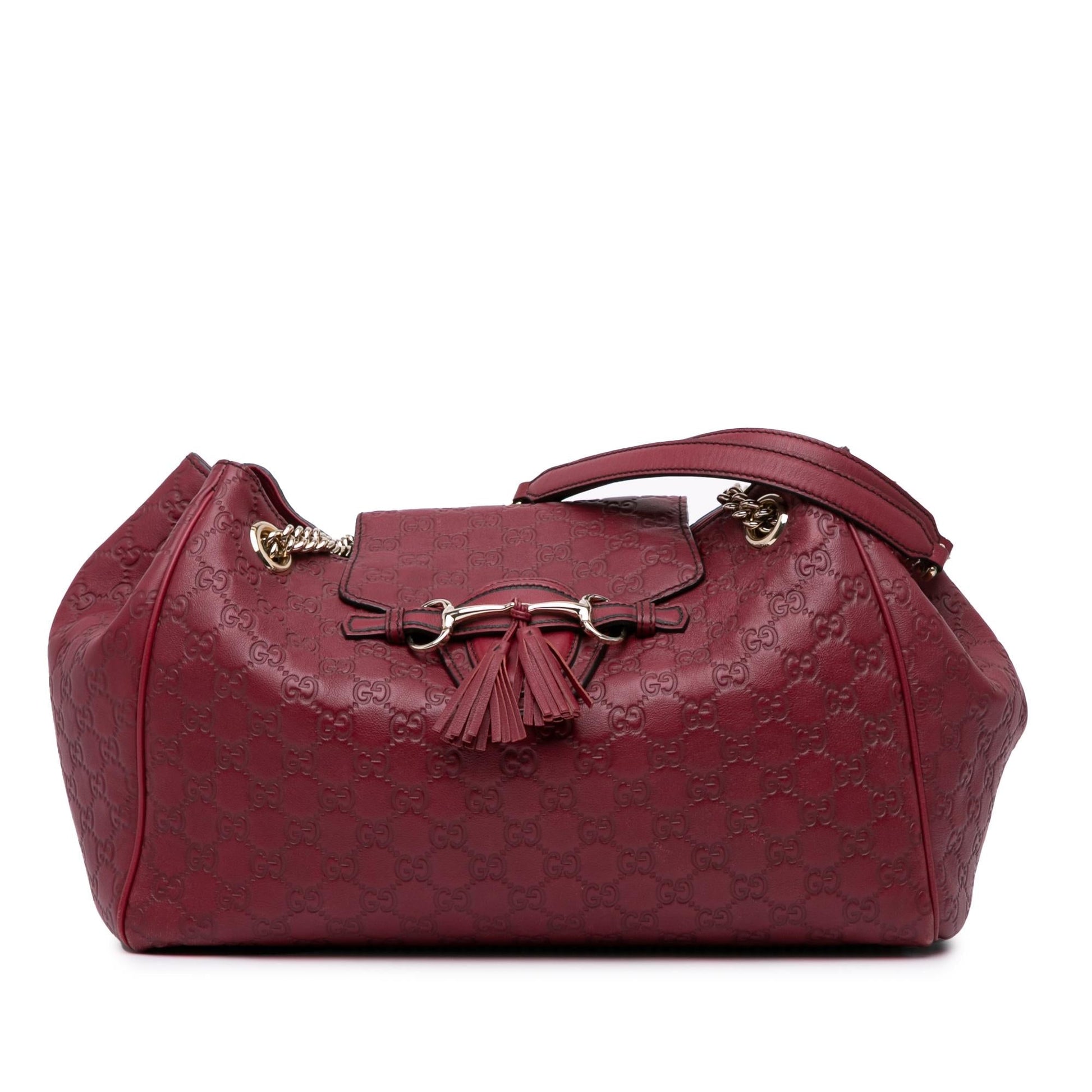 Gucci Guccissima Emily Calf Red Large Chain Shoulder Bag