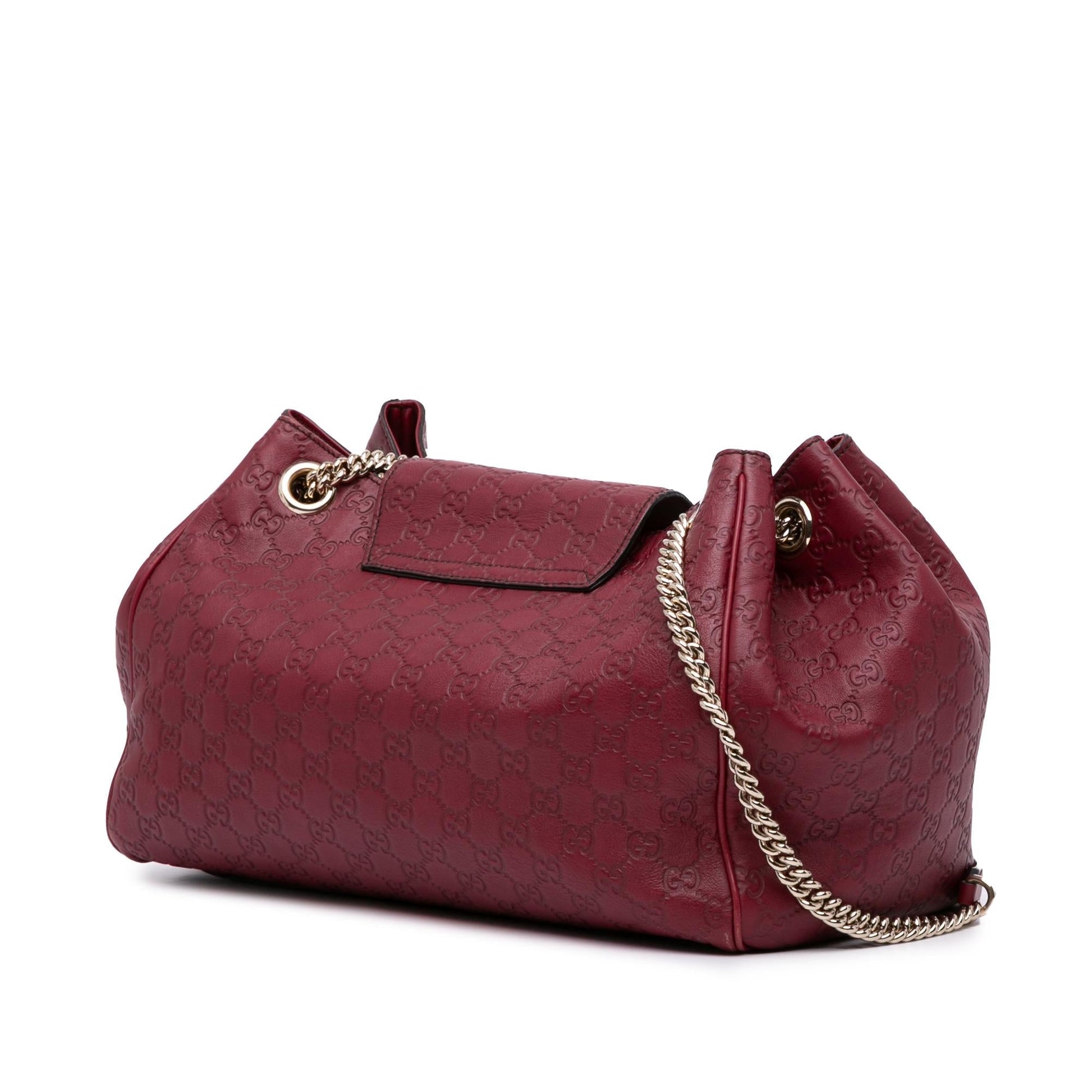 Gucci Guccissima Emily Calf Red Large Chain Shoulder Bag