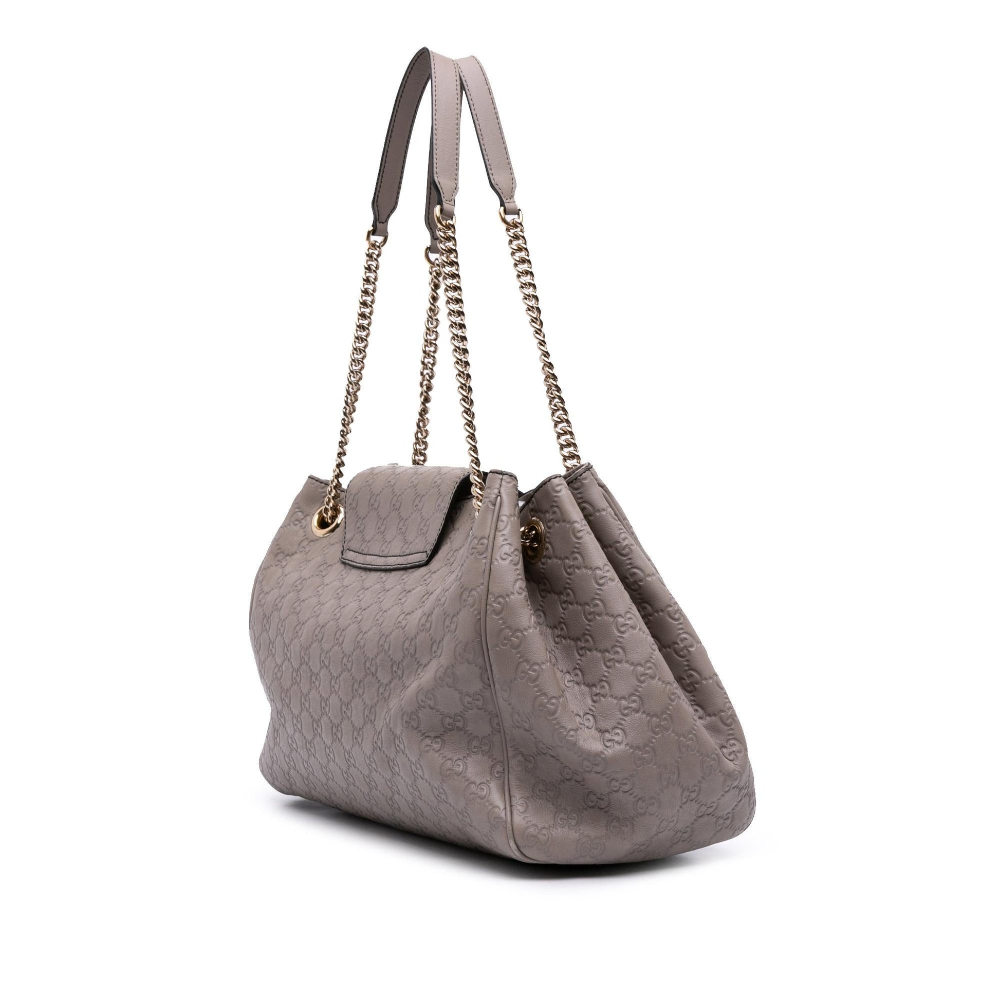 Gucci Guccissima Emily Calf Grey Large Chain Shoulder Bag
