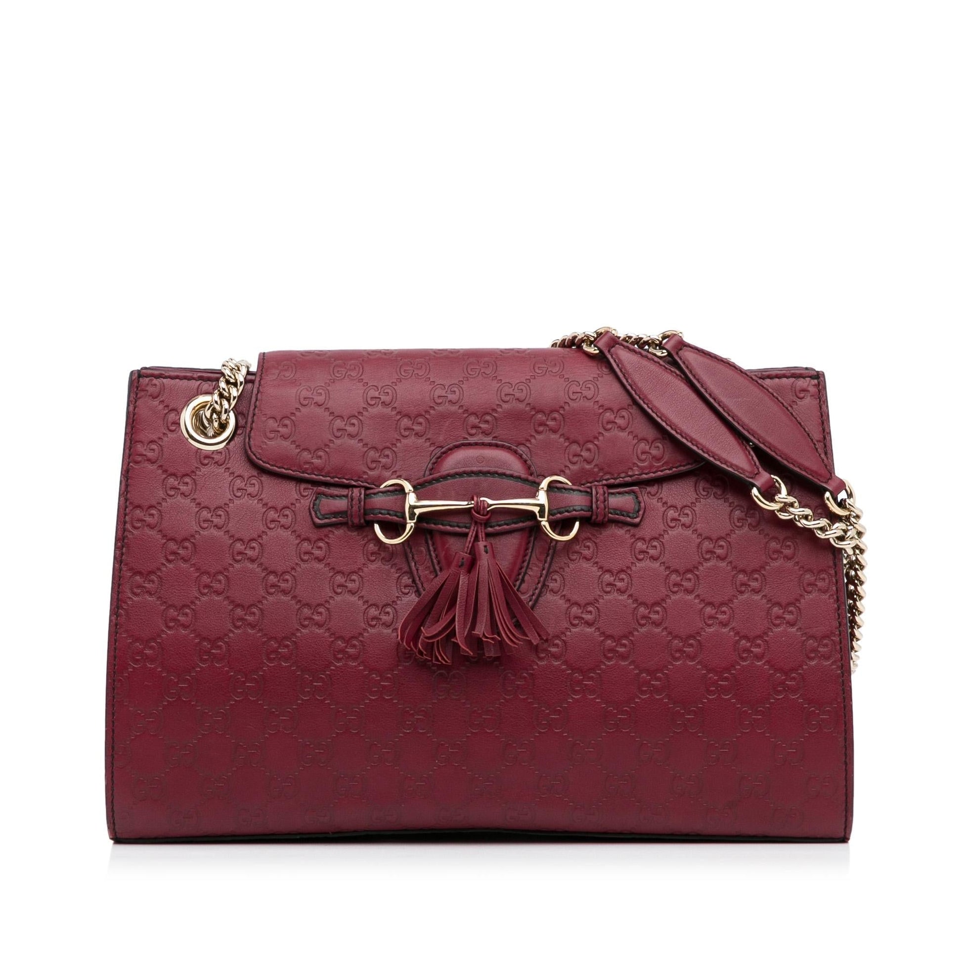 Gucci Guccissima Emily SHG-gu6unr Calf Red Large Shoulder Bag