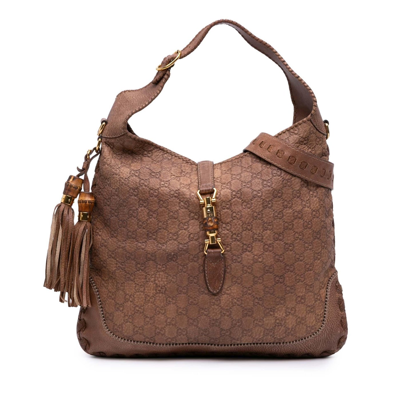 Gucci Guccissima New Jackie Calf Brown Large Satchel Bag