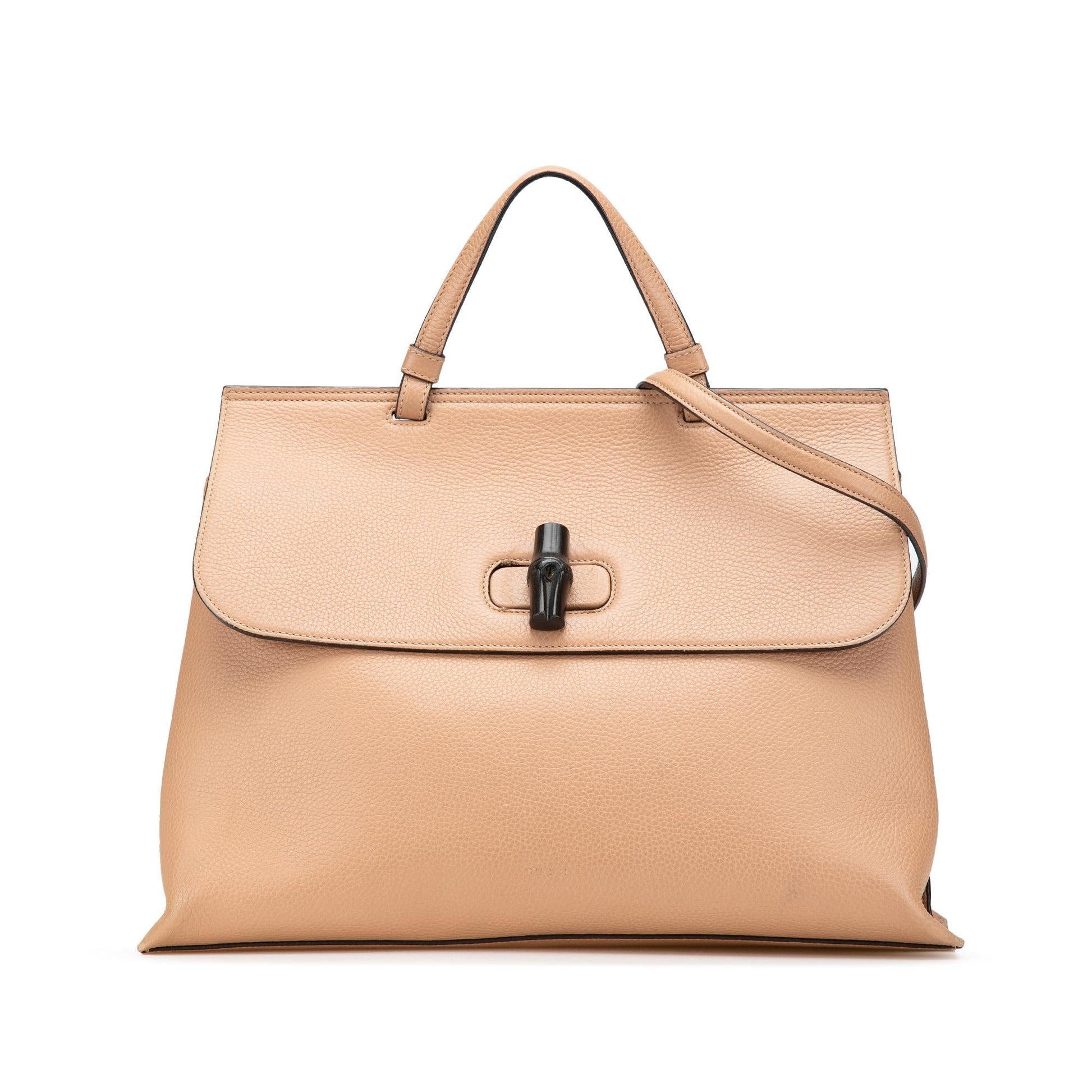Gucci Bamboo Daily Leather Calf Brown Large Satchel Bag
