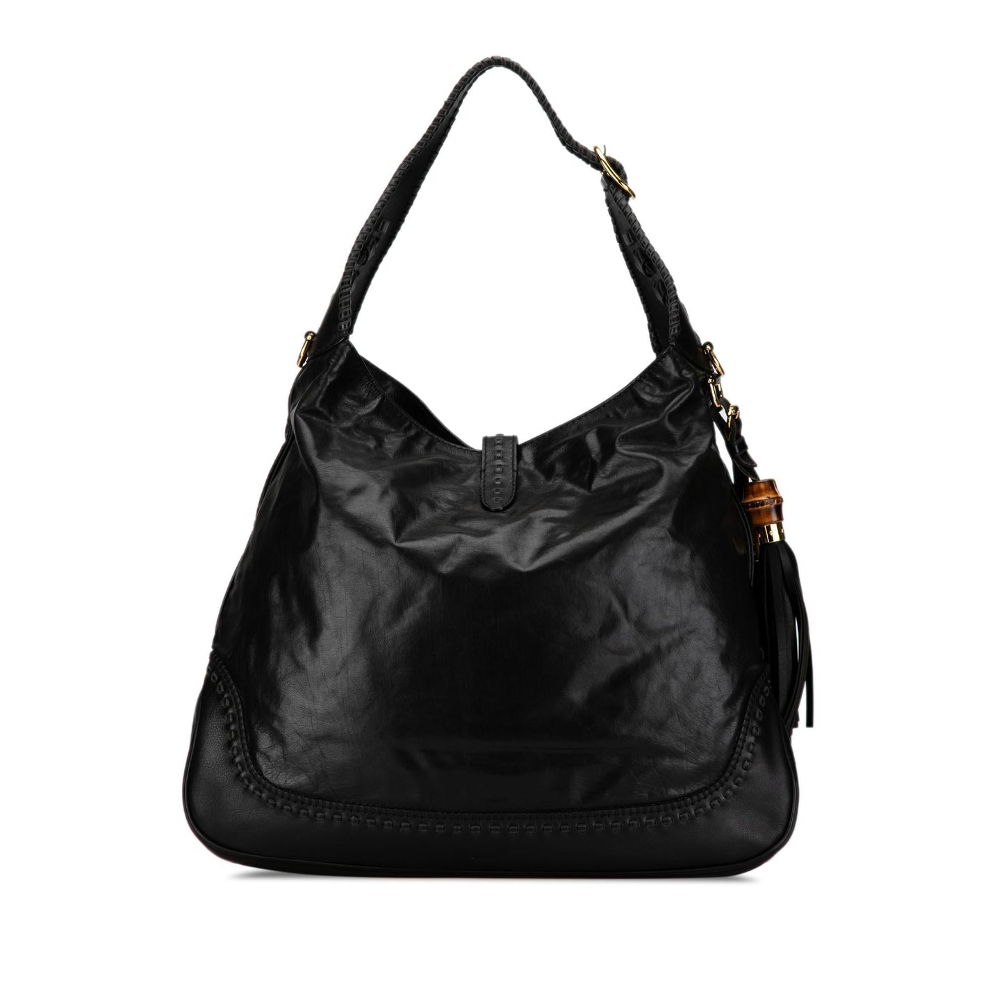 Gucci New Jackie SHG-IPKUWc Leather Calf Black Large Satchel Bag