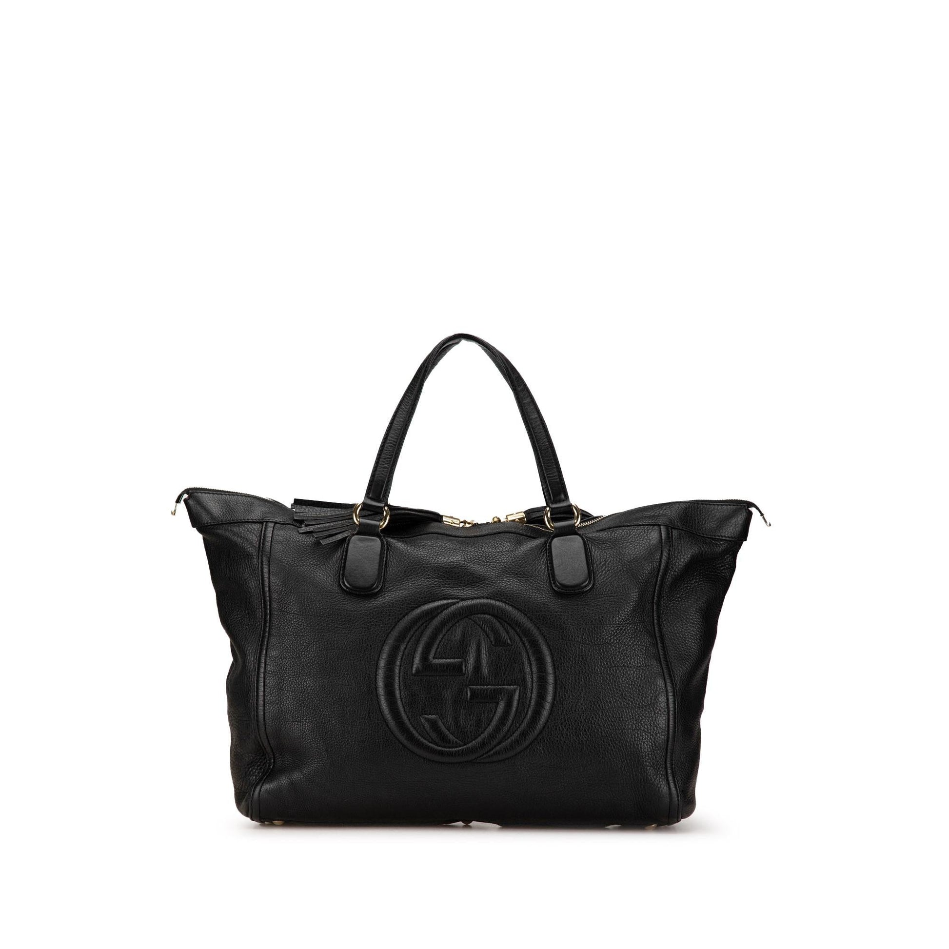 Gucci Soho Zip Leather Calf Black Large Tote Bag Zip Tote