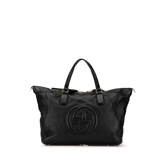 Gucci Soho Zip Leather Calf Black Large Tote Bag Zip Tote
