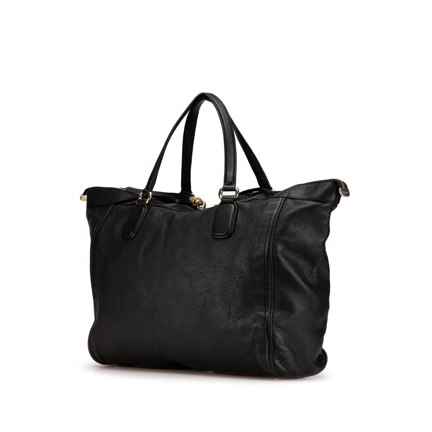 Gucci Soho Zip Leather Calf Black Large Tote Bag