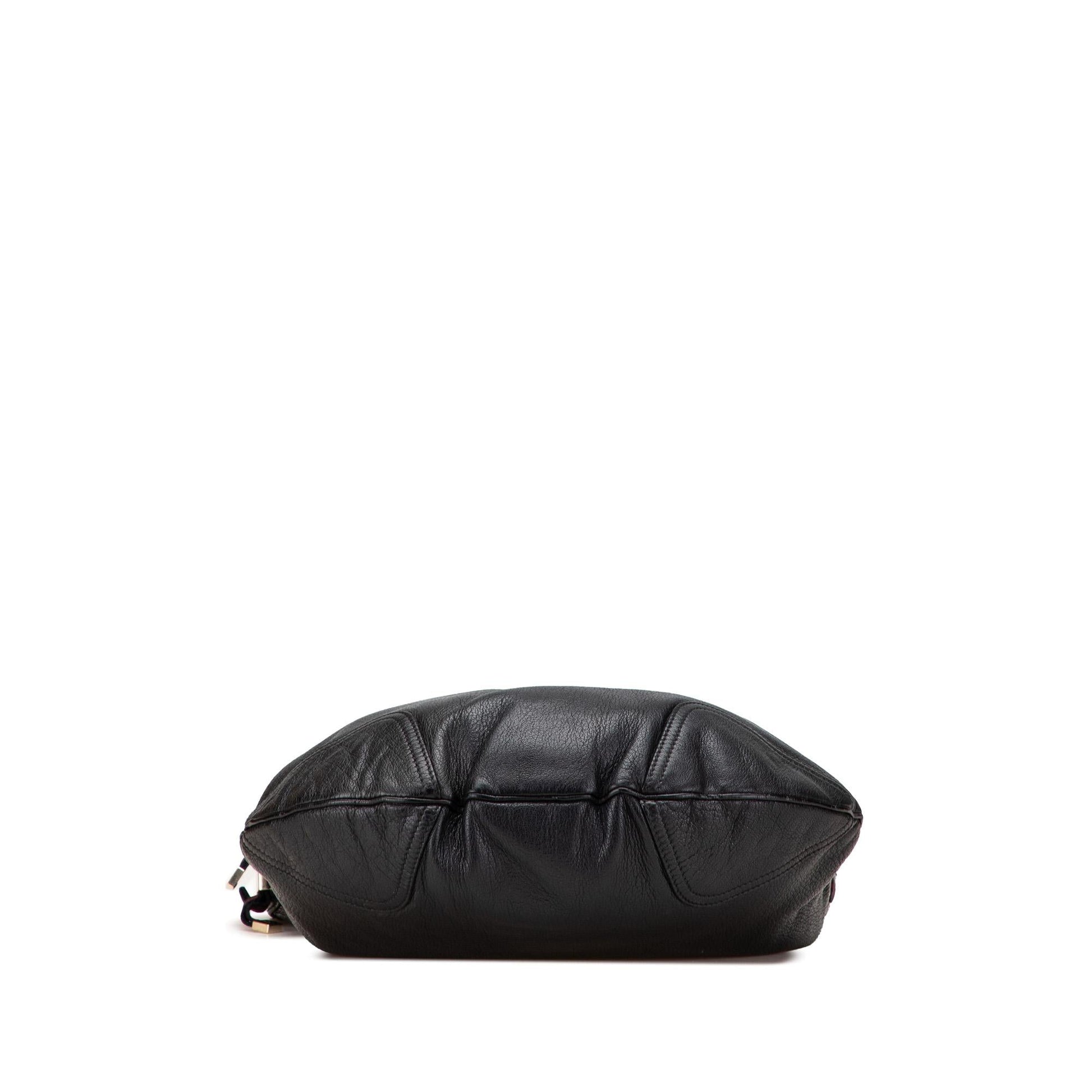 Gucci Web Princy Leather Calf Black Large Shoulder Bag