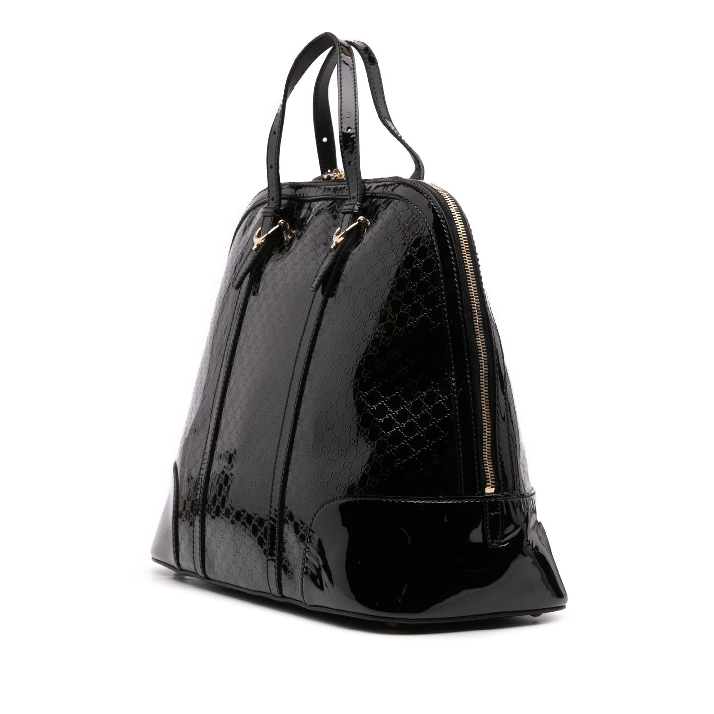 Gucci Microguccissima Nice Dome Top Handle Leather Patent Black Large Tote Bag Bag 1