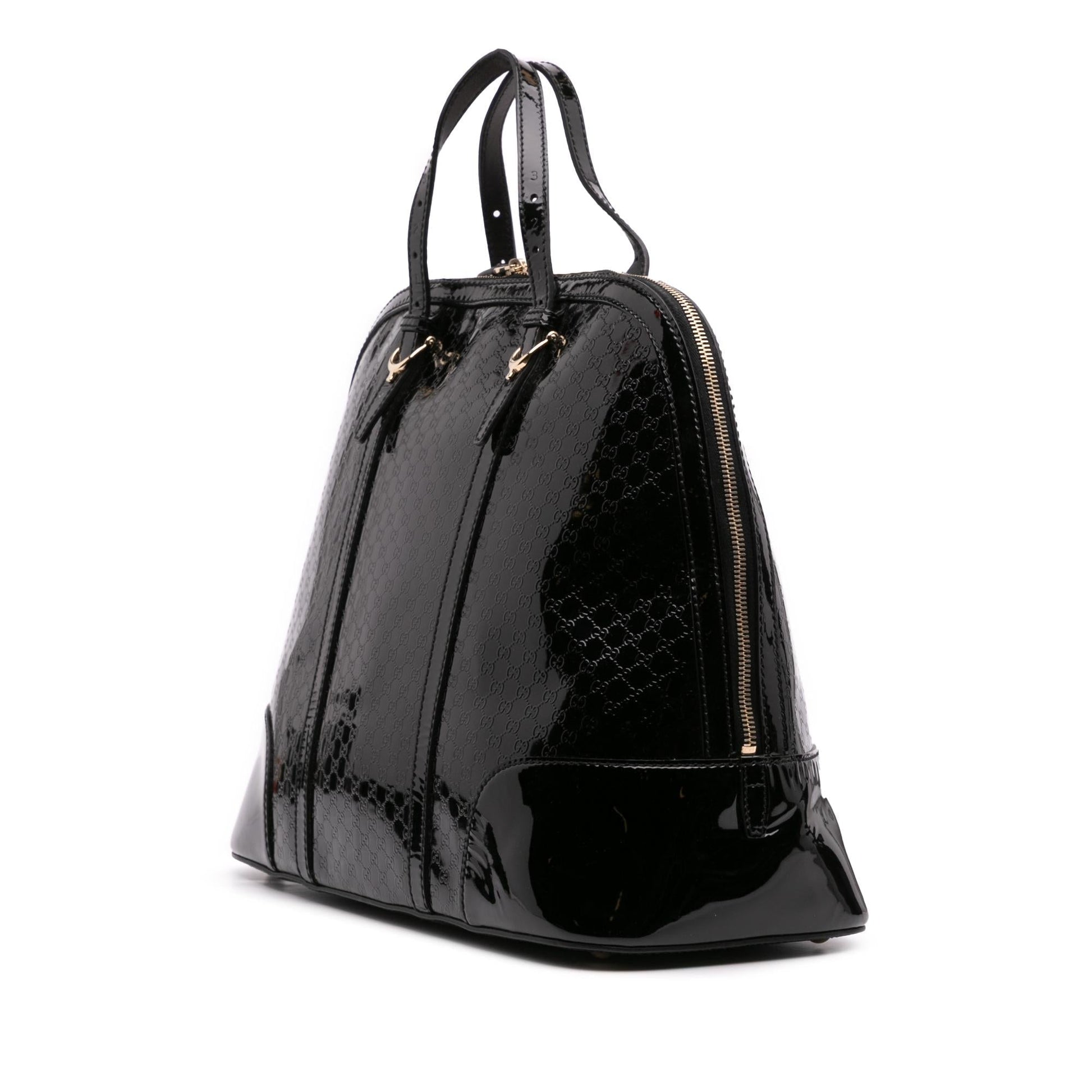 Gucci Microguccissima Nice Dome Top Handle Leather Patent Black Large Tote Bag Bag 1