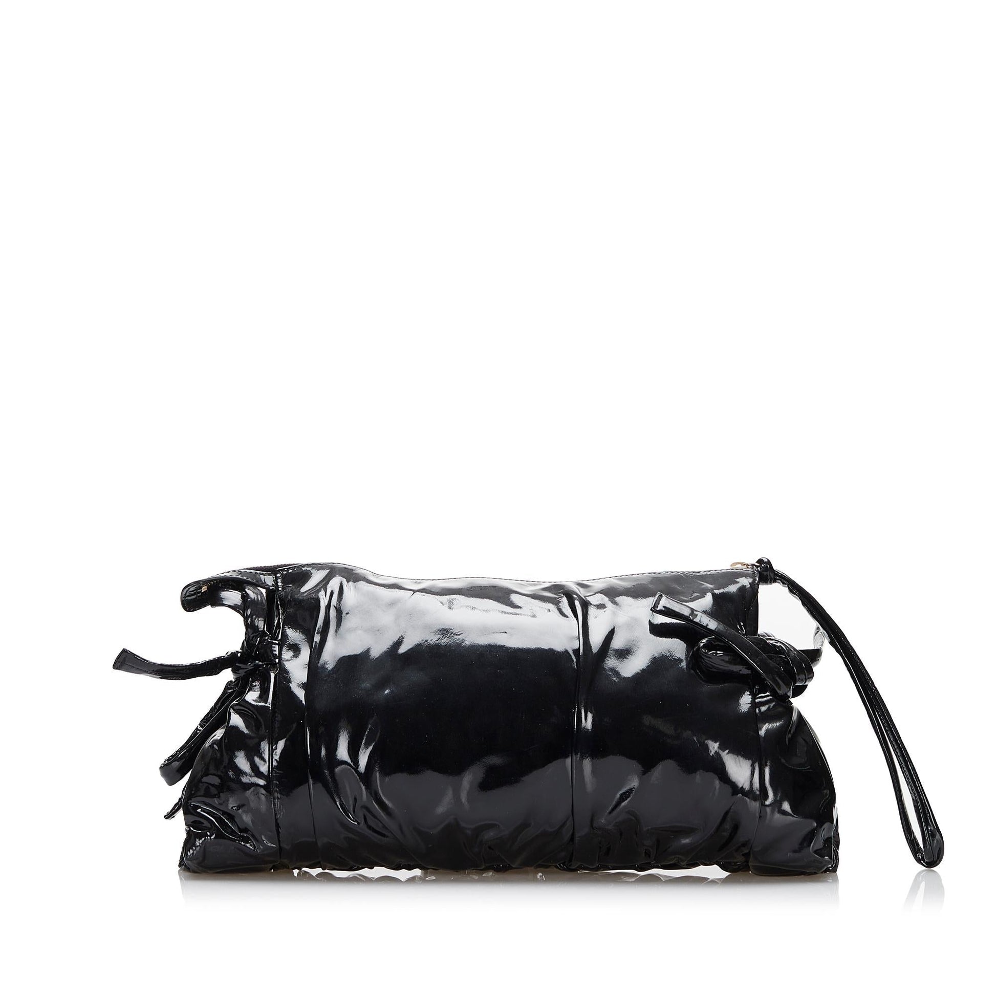 Gucci Hysteria SHG-uAOERL Leather Patent Black Large Clutch Bag